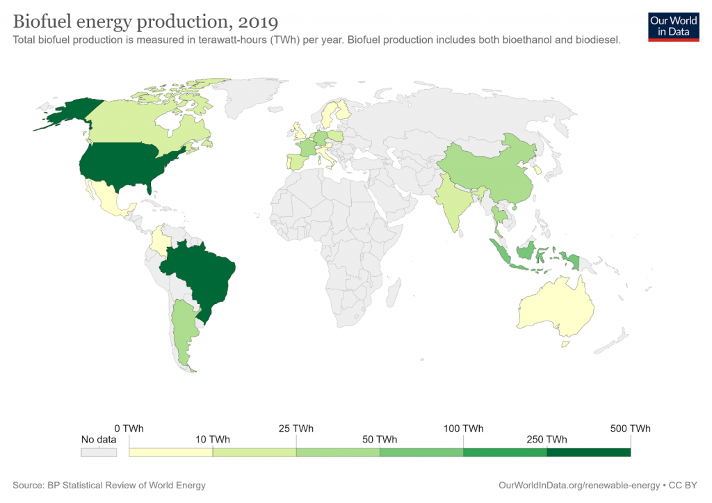 Illustration of global biofuel energy production