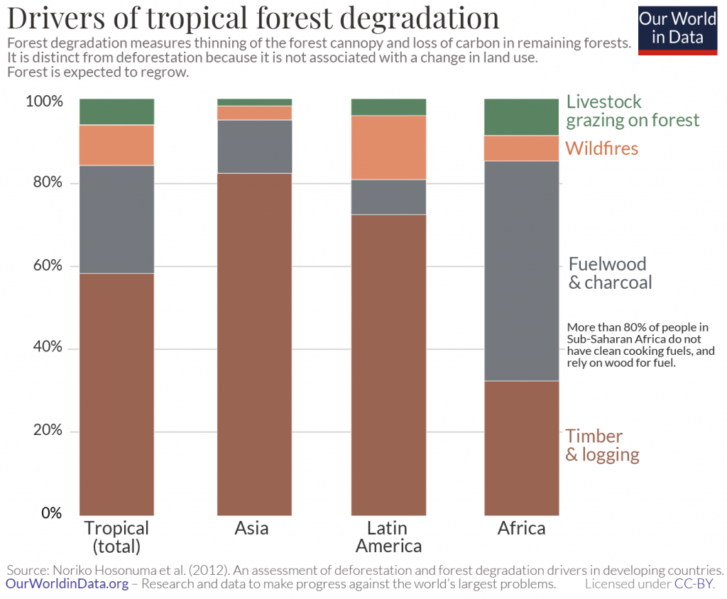 Illustration of drivers of tropical forest degradation