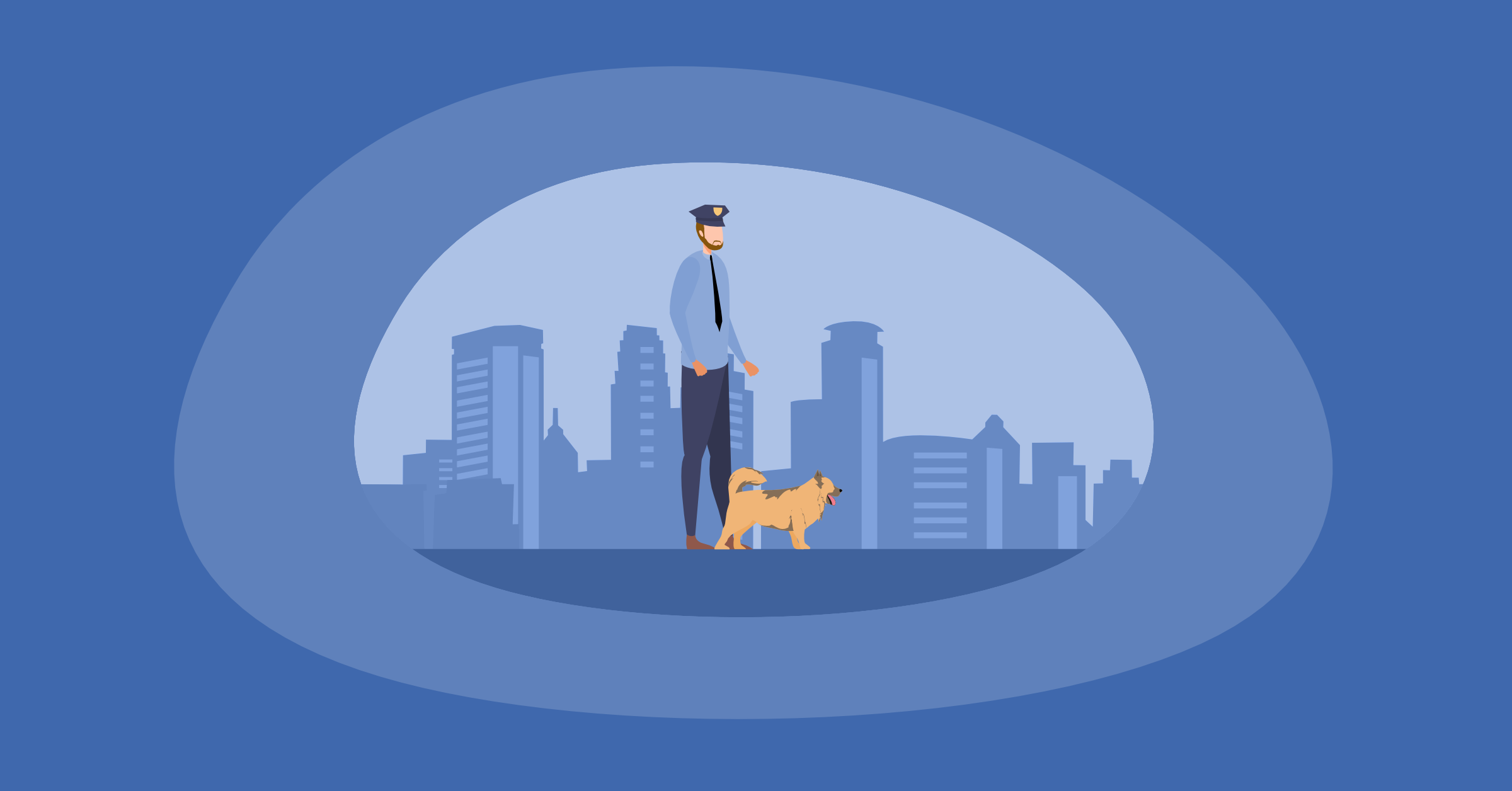 Illustration of a law enforcement officer with their dog