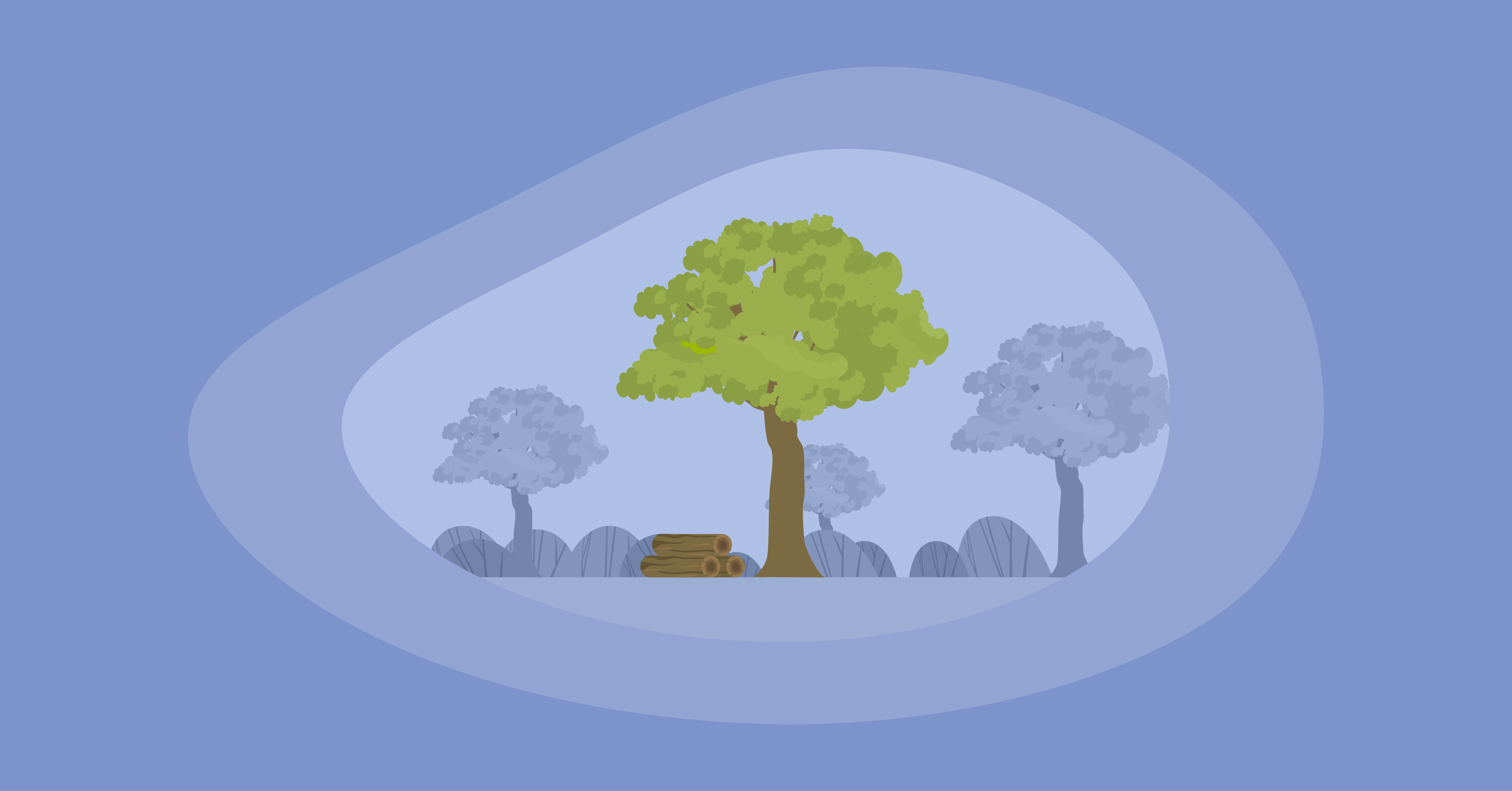 Illustration of a batu tree and wood