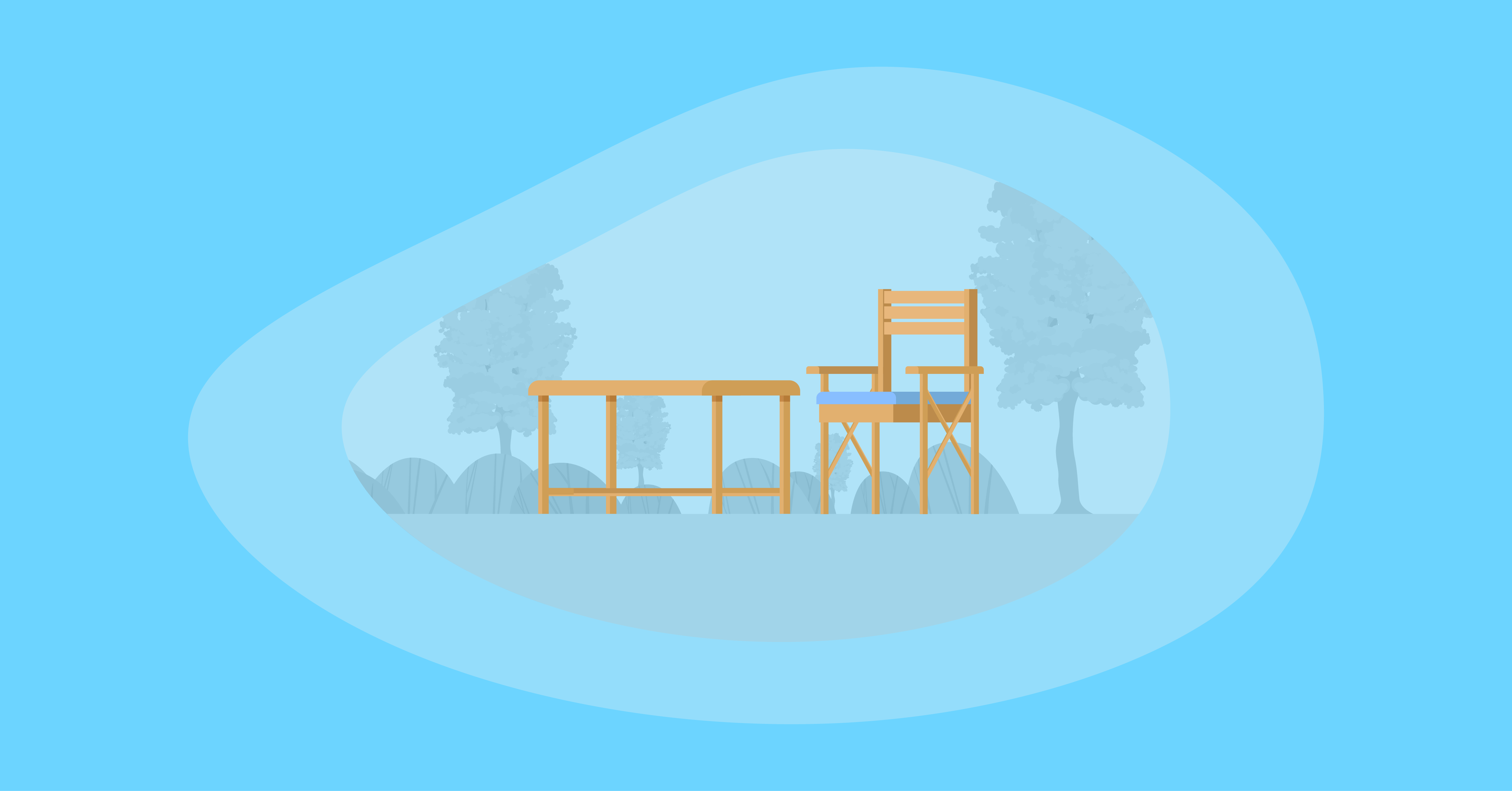 Illustration of wooden outdoor furniture