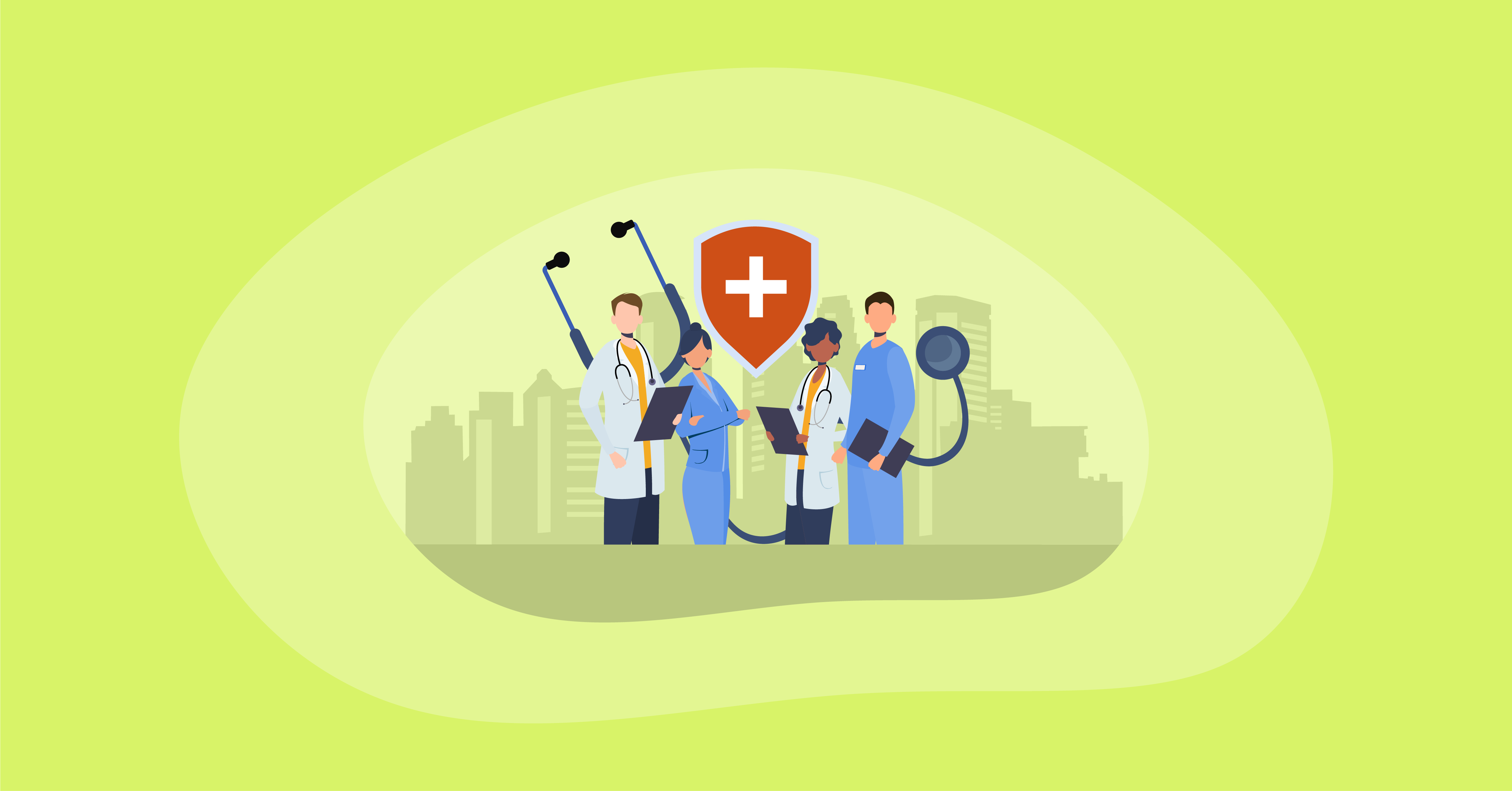 Illustration of a group of healthcare workers
