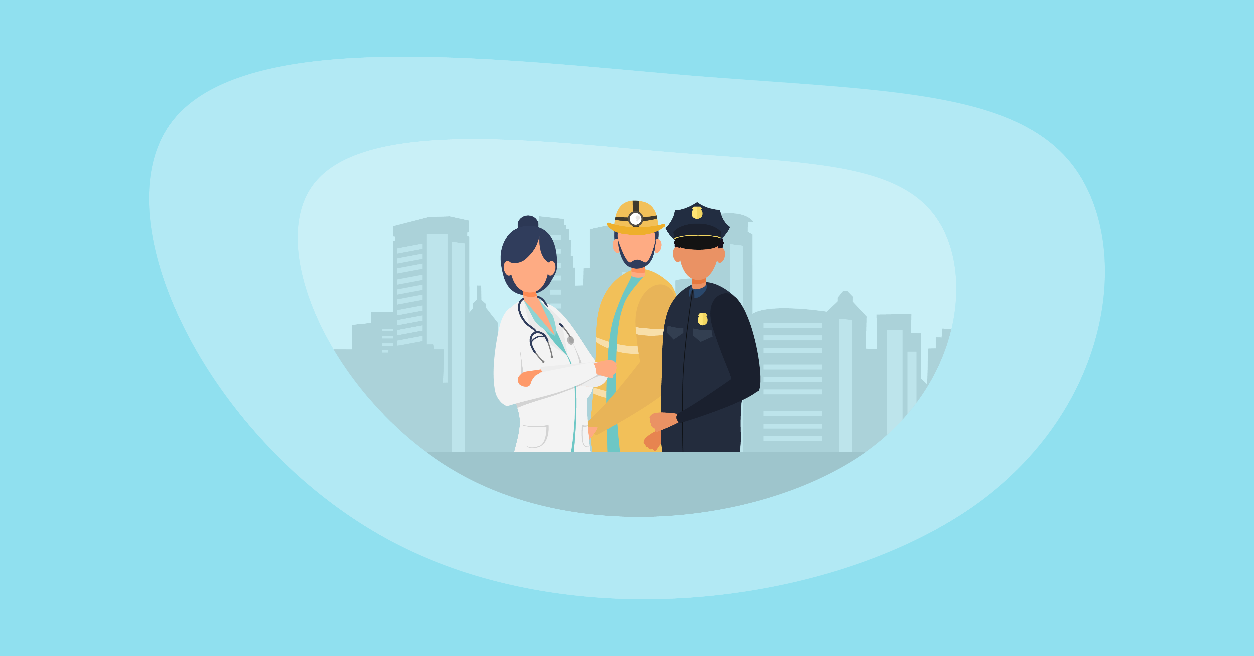 Attempted illustration of three public safety officials