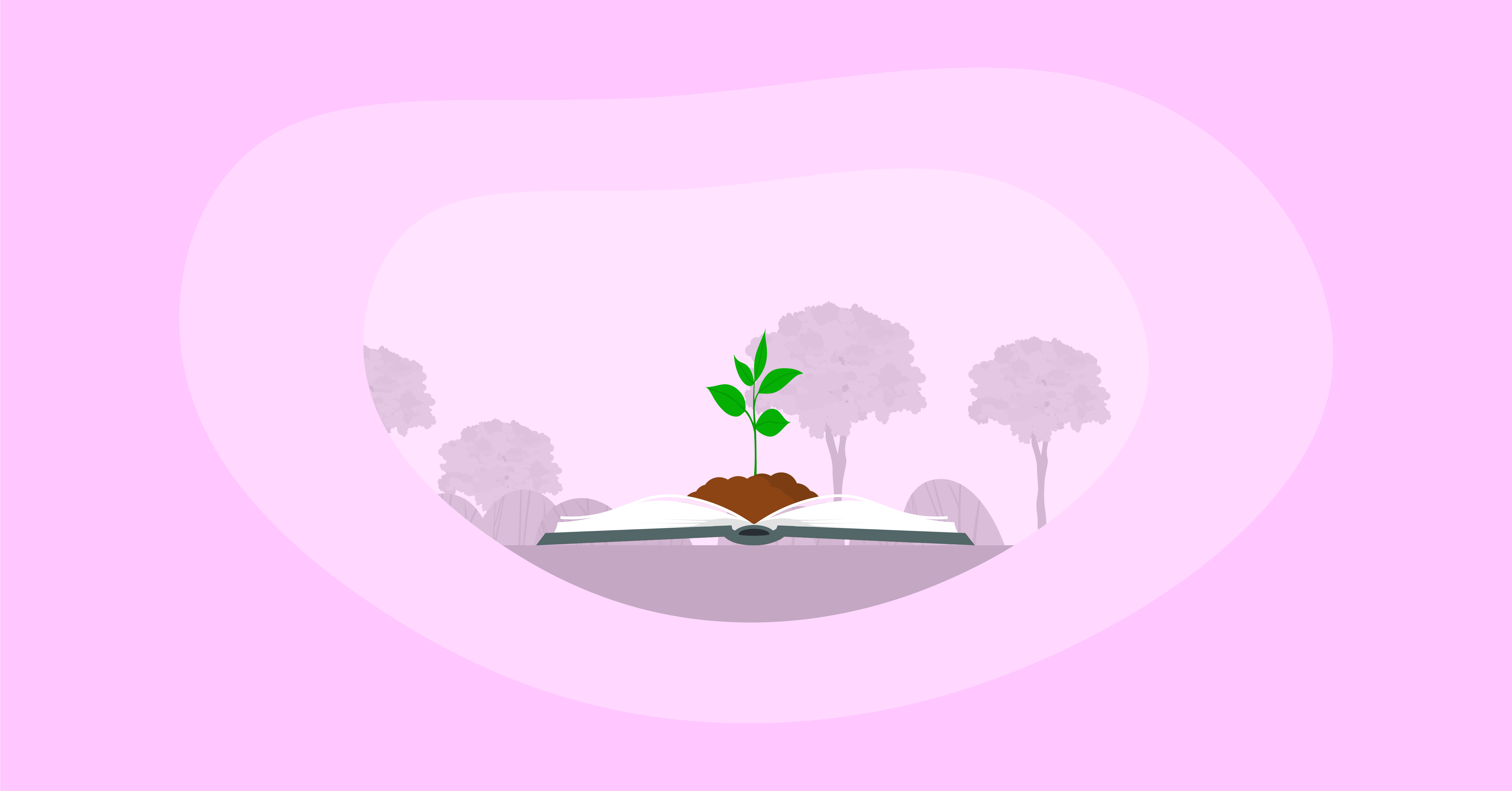Attempted illustration of afforestation on top of a book