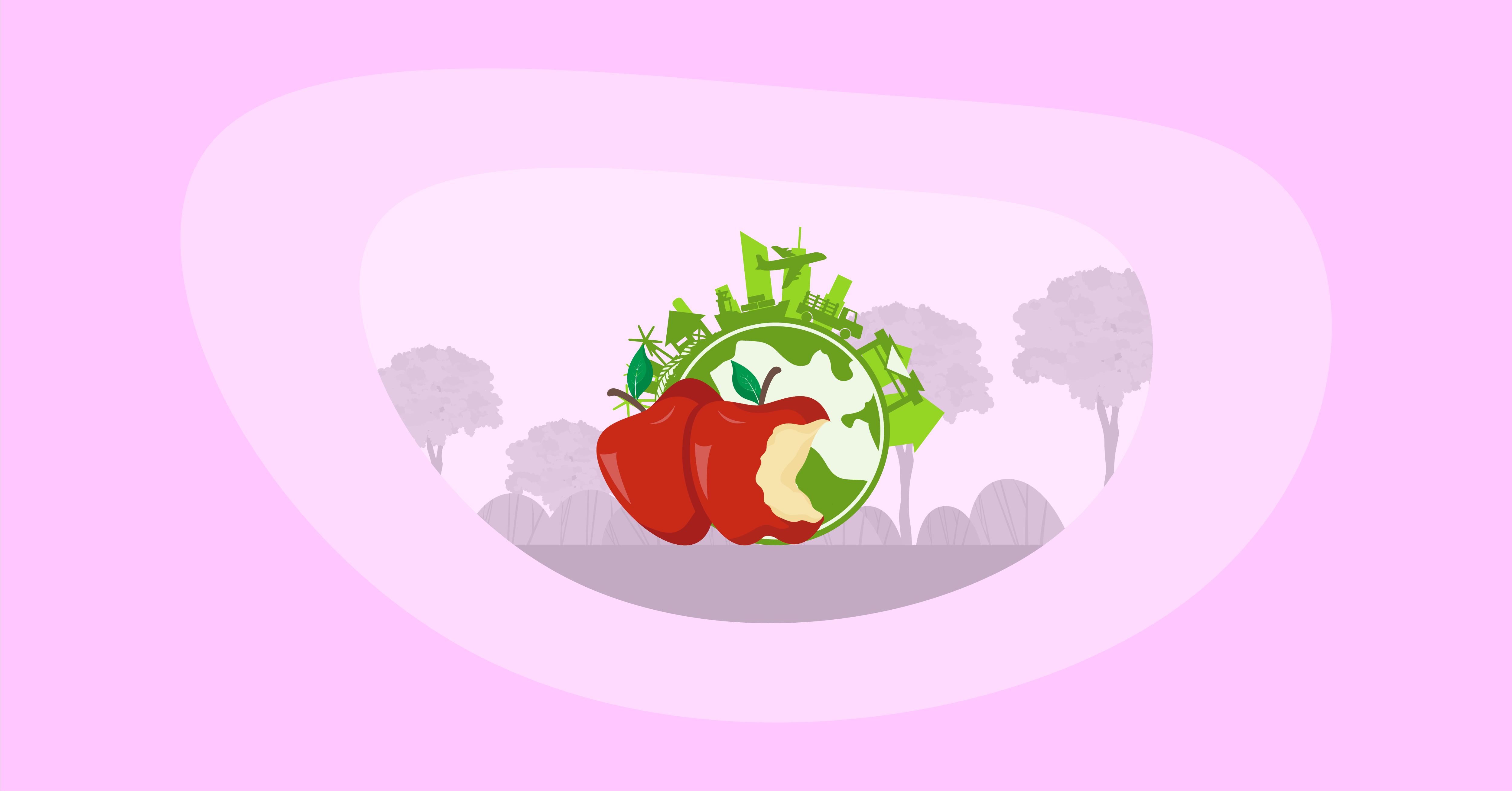 Illustration of apples and their environmental impact