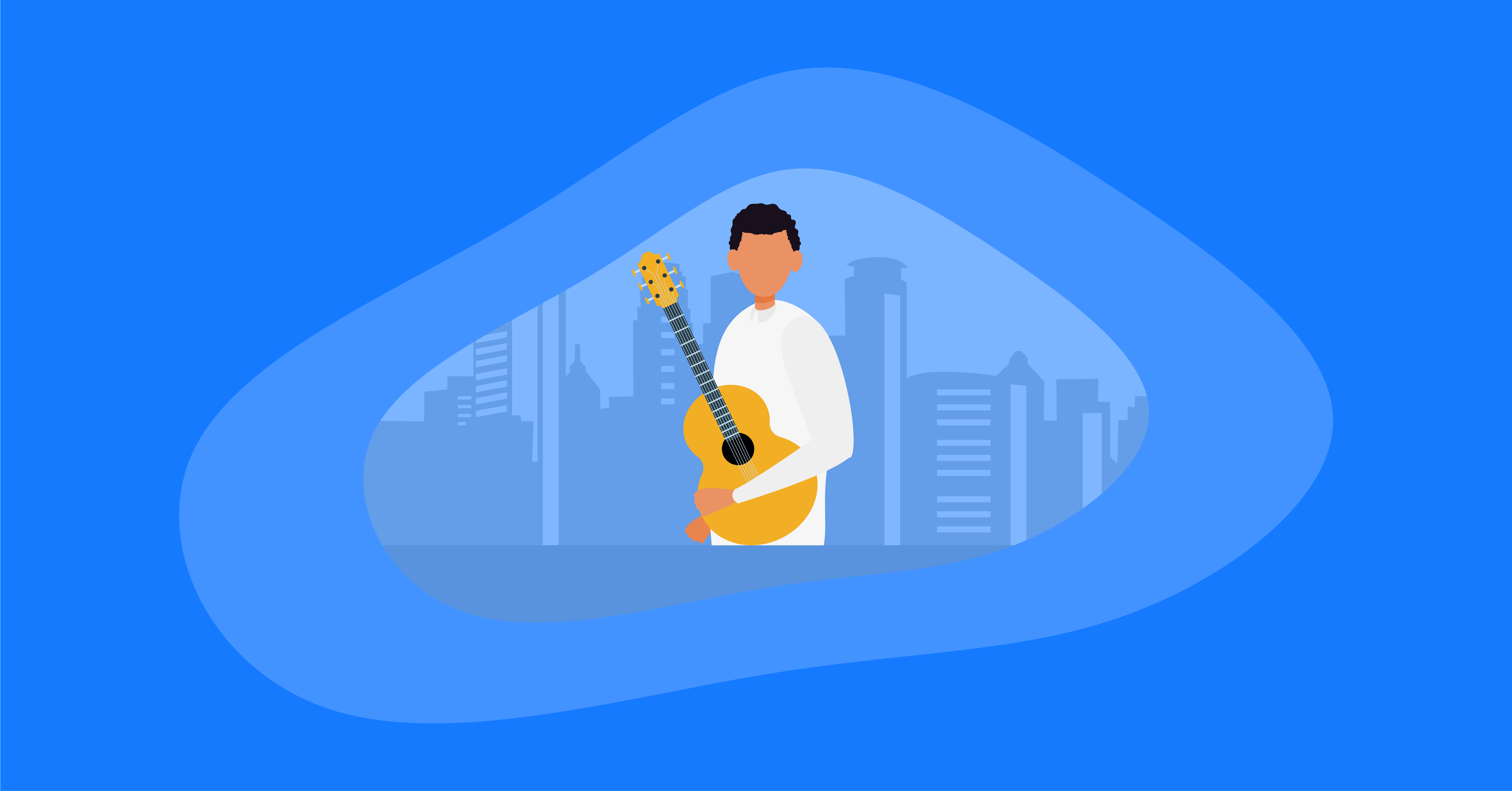 Illustration of a musician holding a guitar