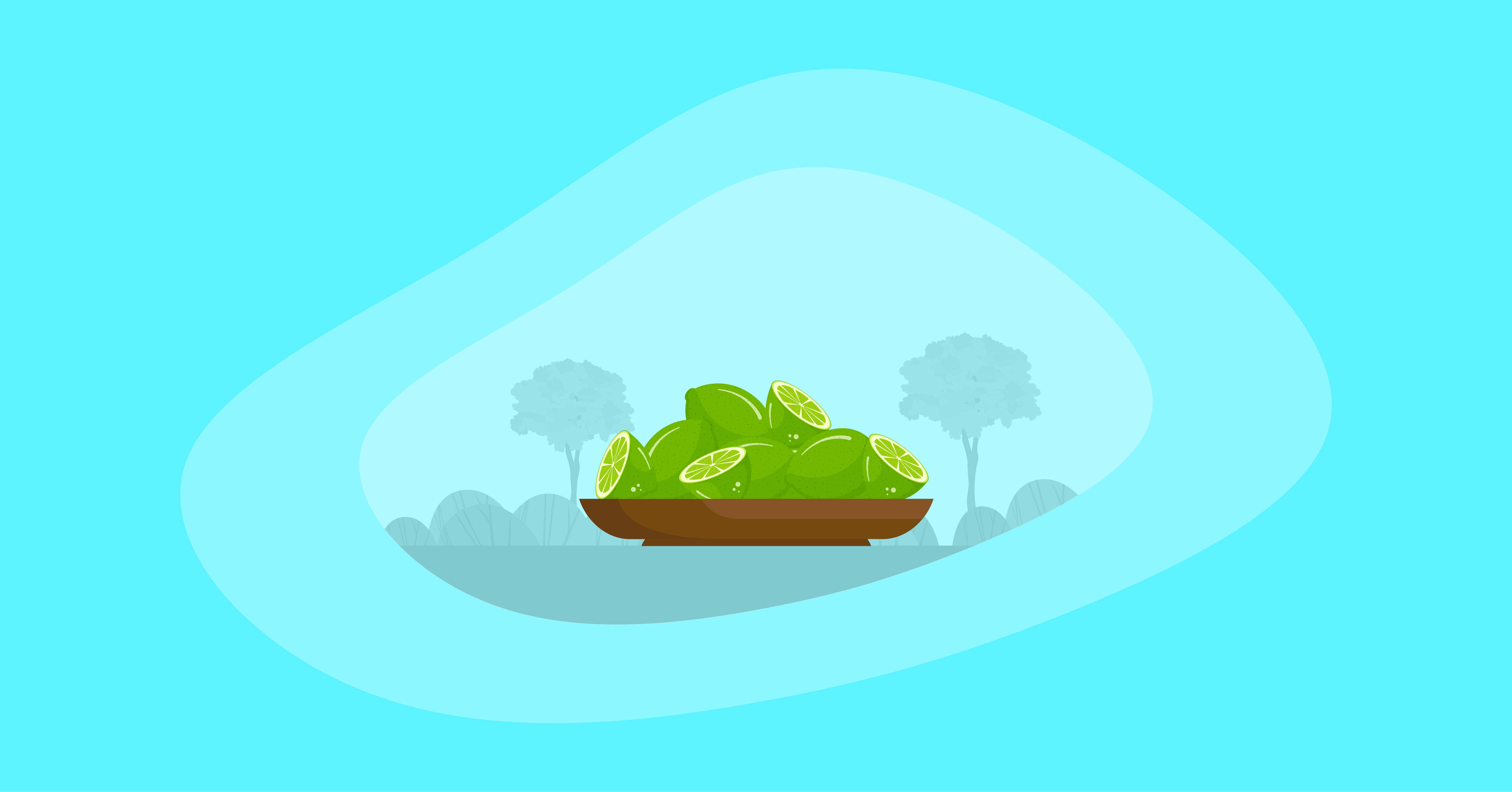 Illustration of limes in a wooden platter