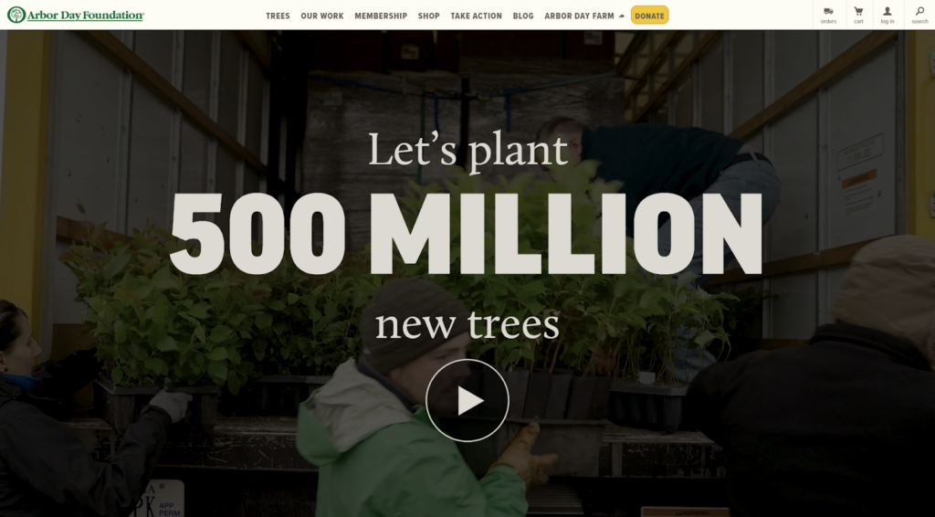 Screenshot of the Arbor Day front page