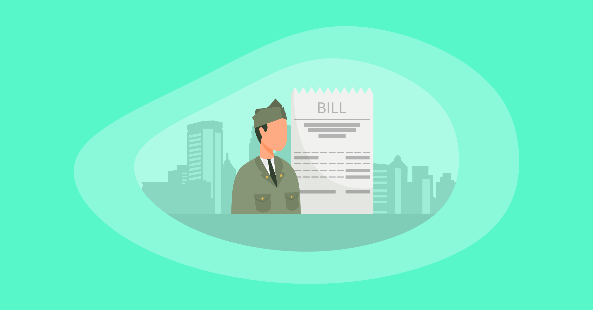 Illustration of a veteran and a bill
