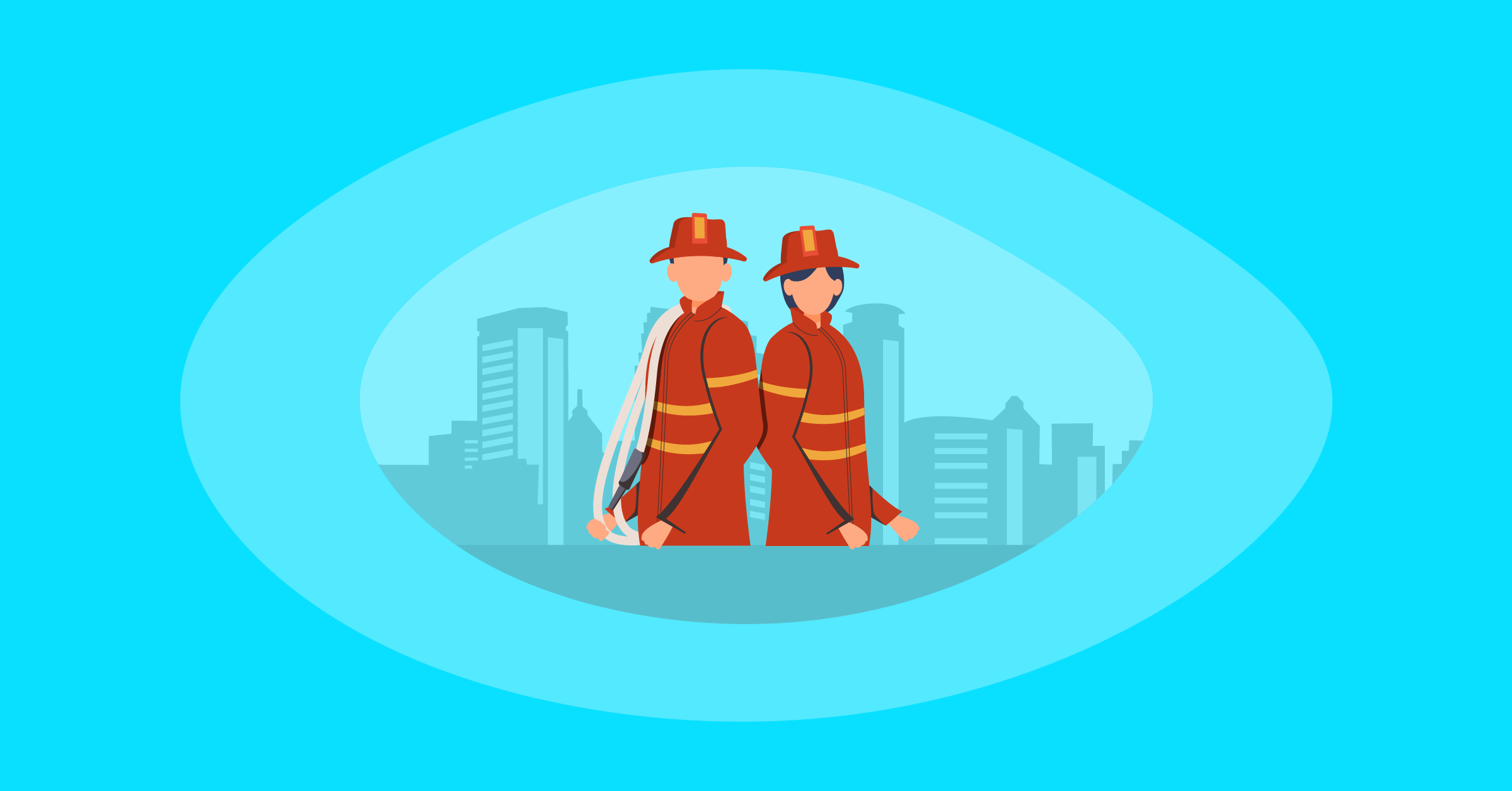 Illustration of firefighters