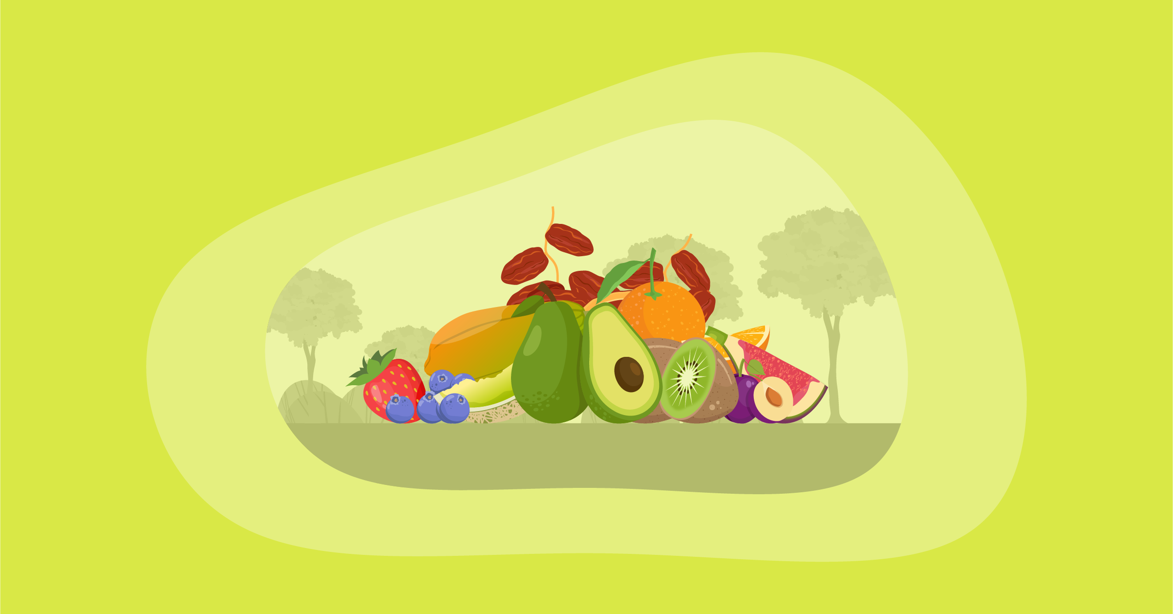 Illustration of fruits with the highest carbon footprint
