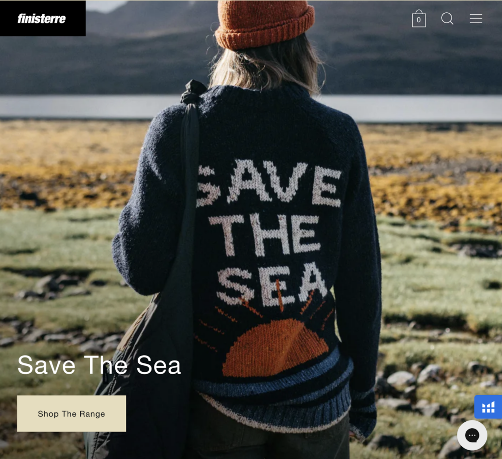 Screenshot of the Finisterre front page