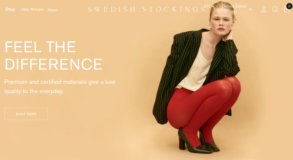 Screenshot of the Swedish Stockings front page