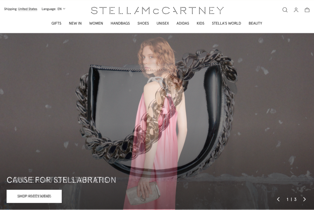 Screenshot of the Stella Mccartney front page