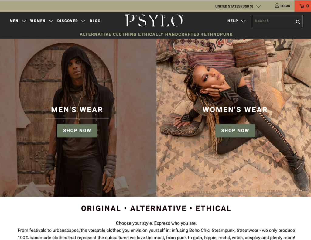 Screenshot of the Psylo front page