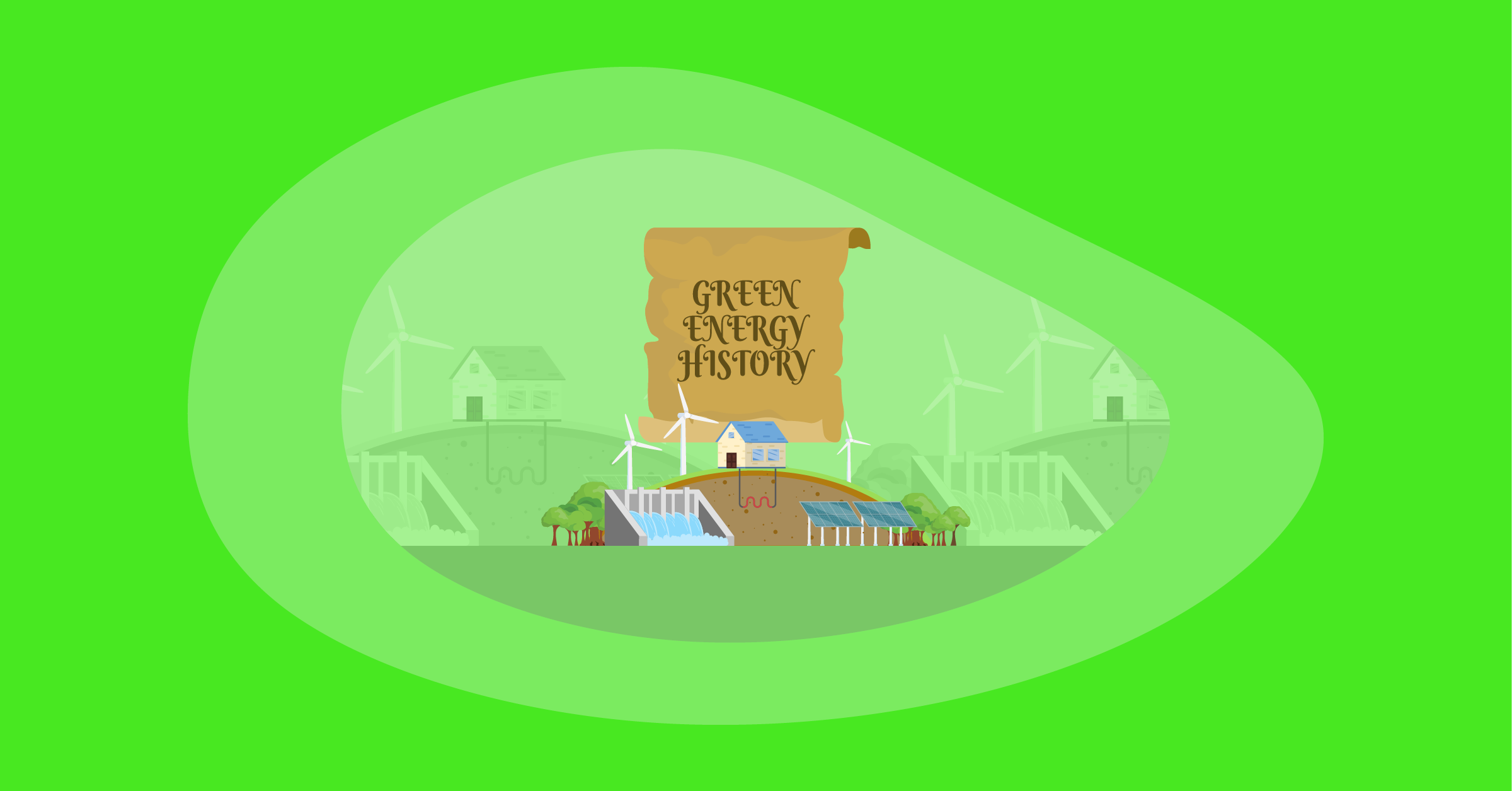 Illustration of green energy and its history
