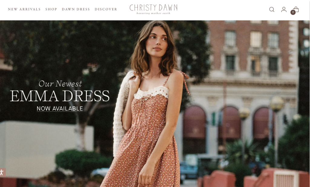 Screenshot of the Christy Dawn front page