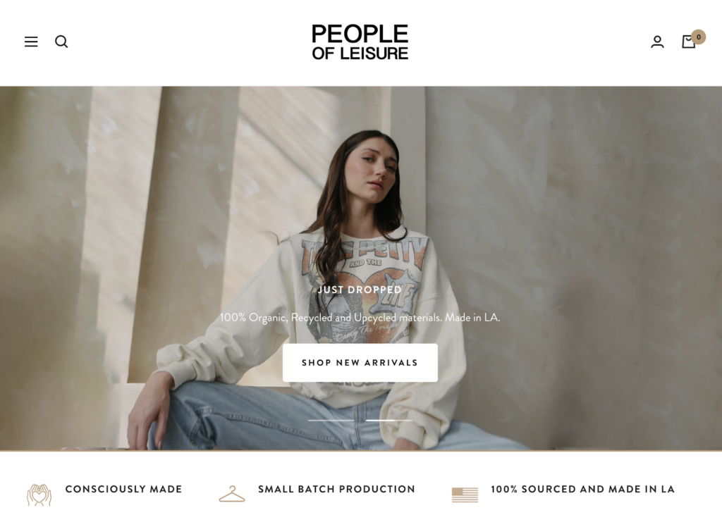 Screenshot of the People of Leisure front page