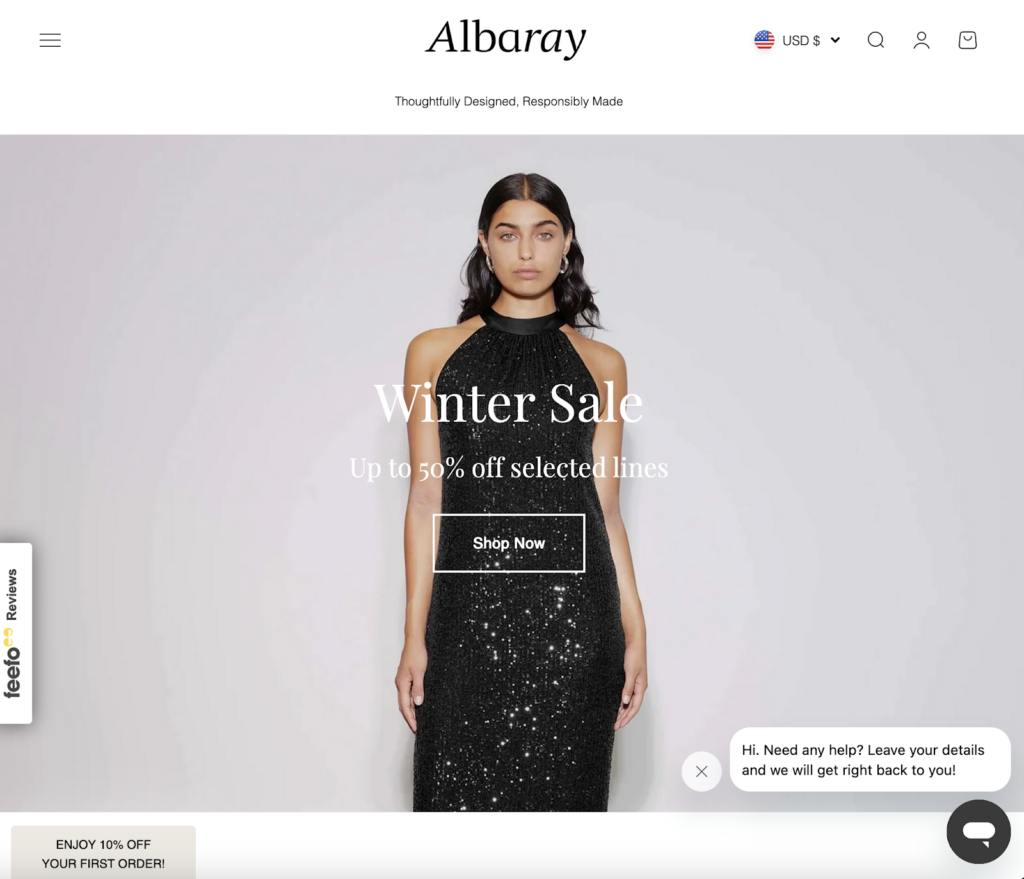 Screenshot of the Albaray front page