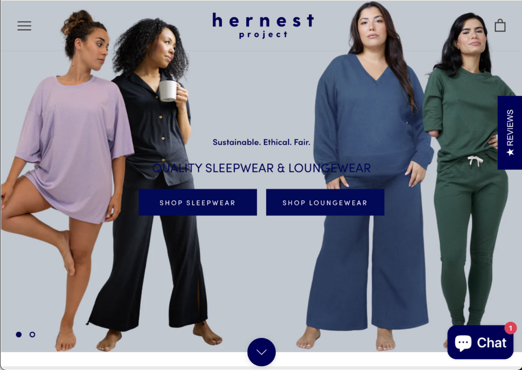 Screenshot of the hernest project front page