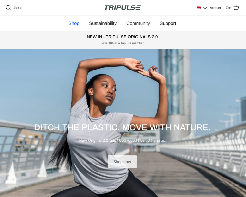 Screenshot of the Tripulse front page