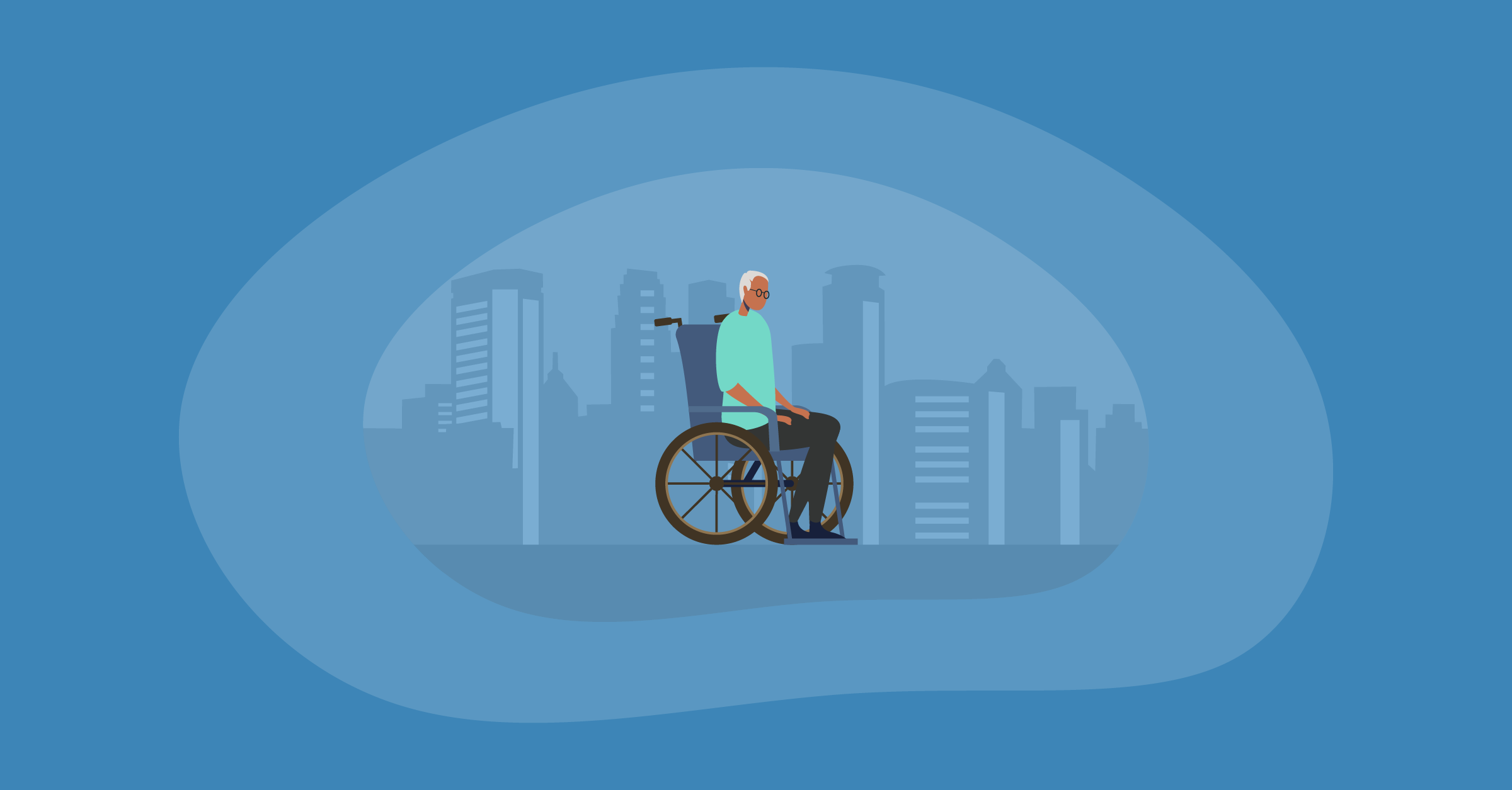 Illustration of an elderly in a wheelchair