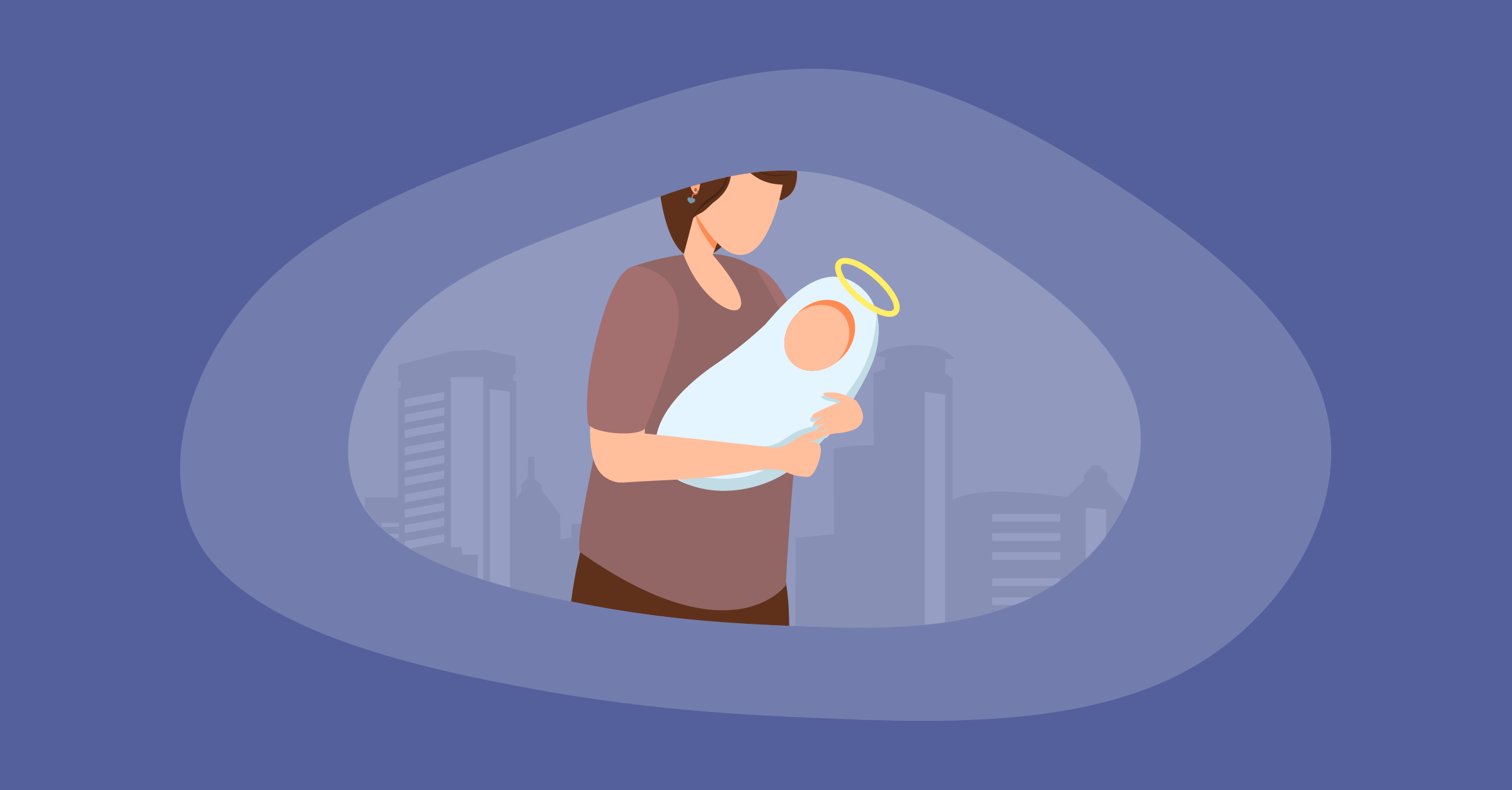 Illustration of a mother holding a stillborn baby