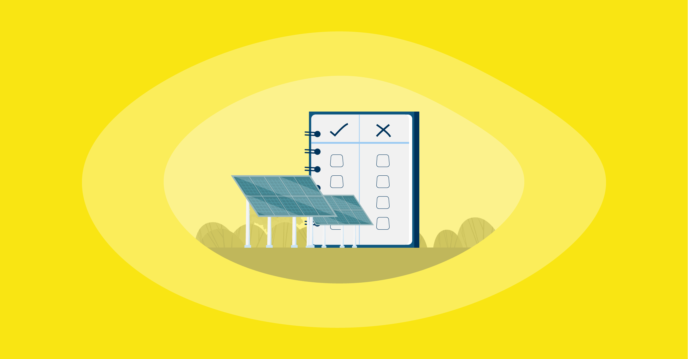 Illustration of the pros and cons of solar energy