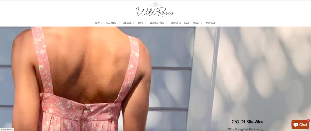 Screenshot of all the wild roses front page
