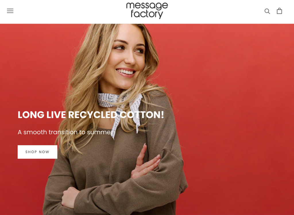 Screenshot of the Message Factory front page