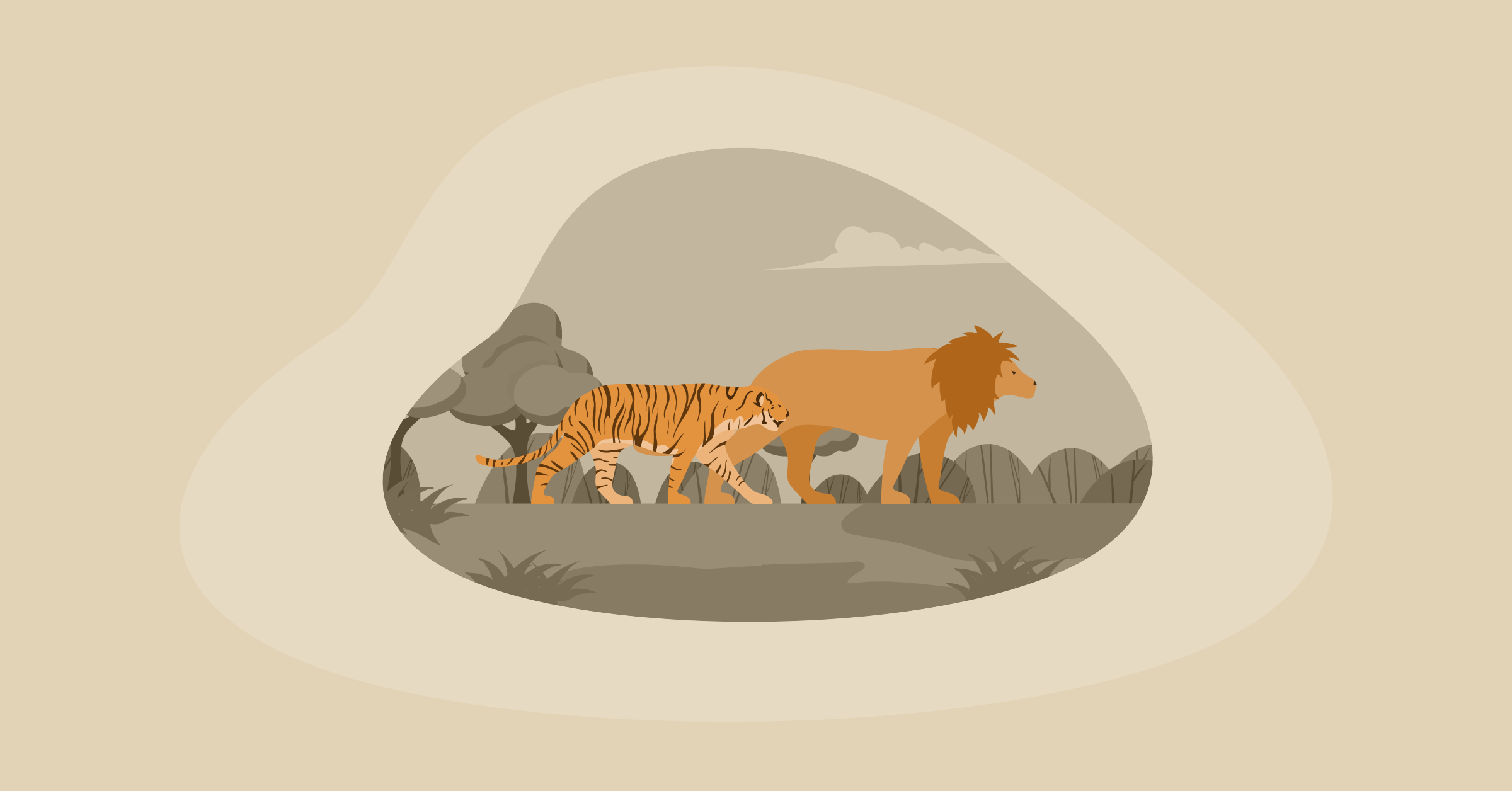 Illustration of two big cats