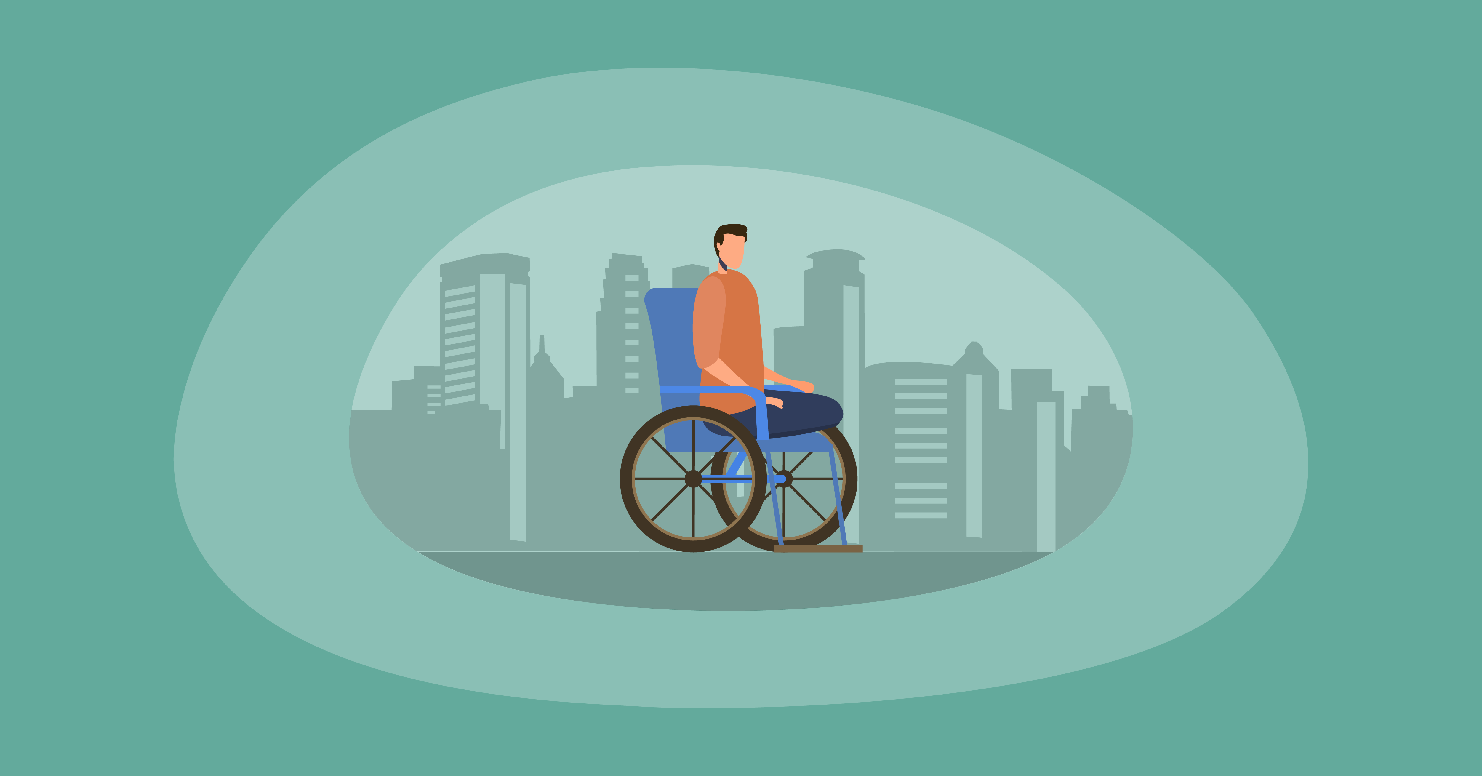 Illustration of a disabled adult