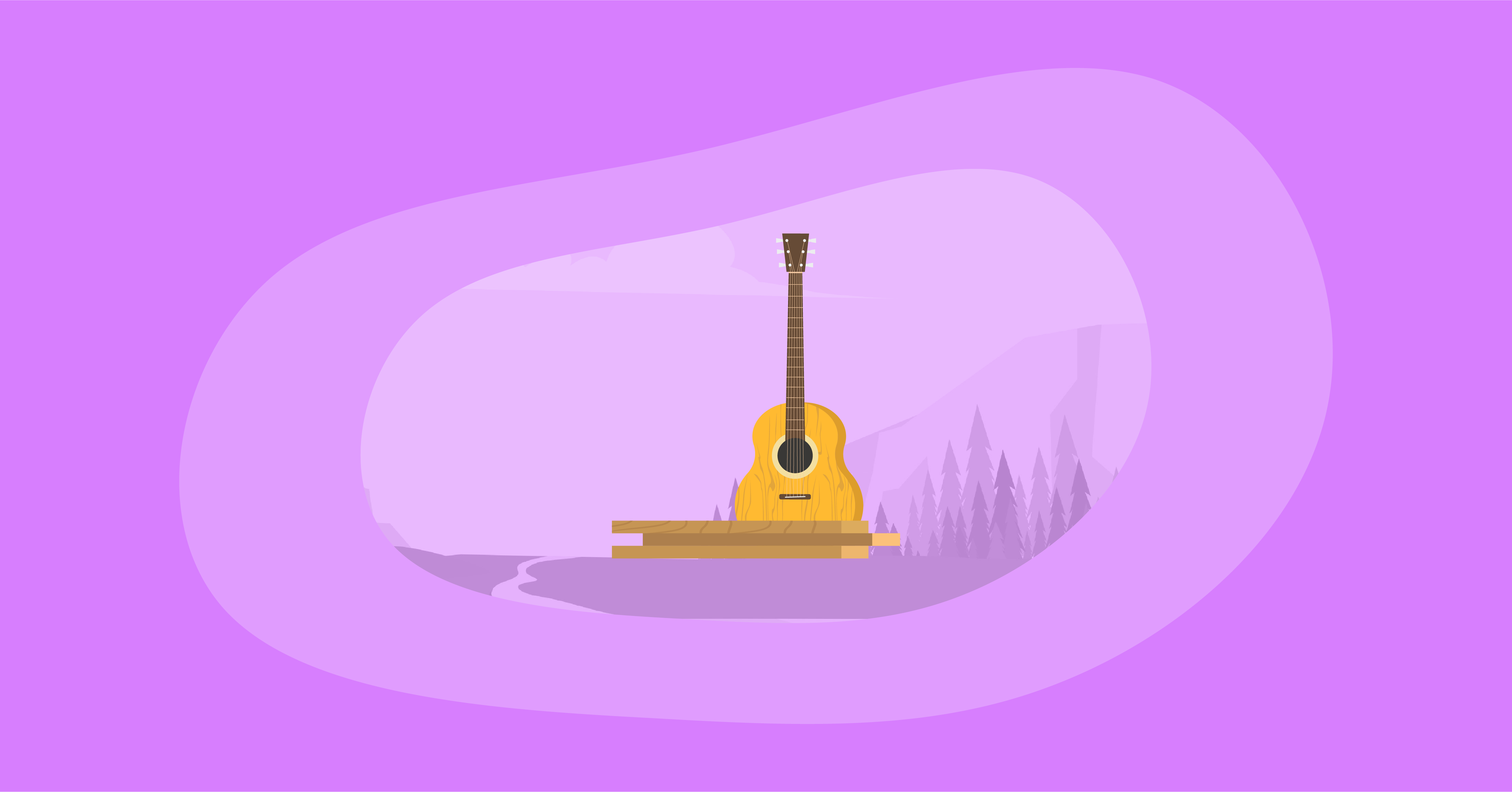 Illustration of a wooden guitar and tonewood