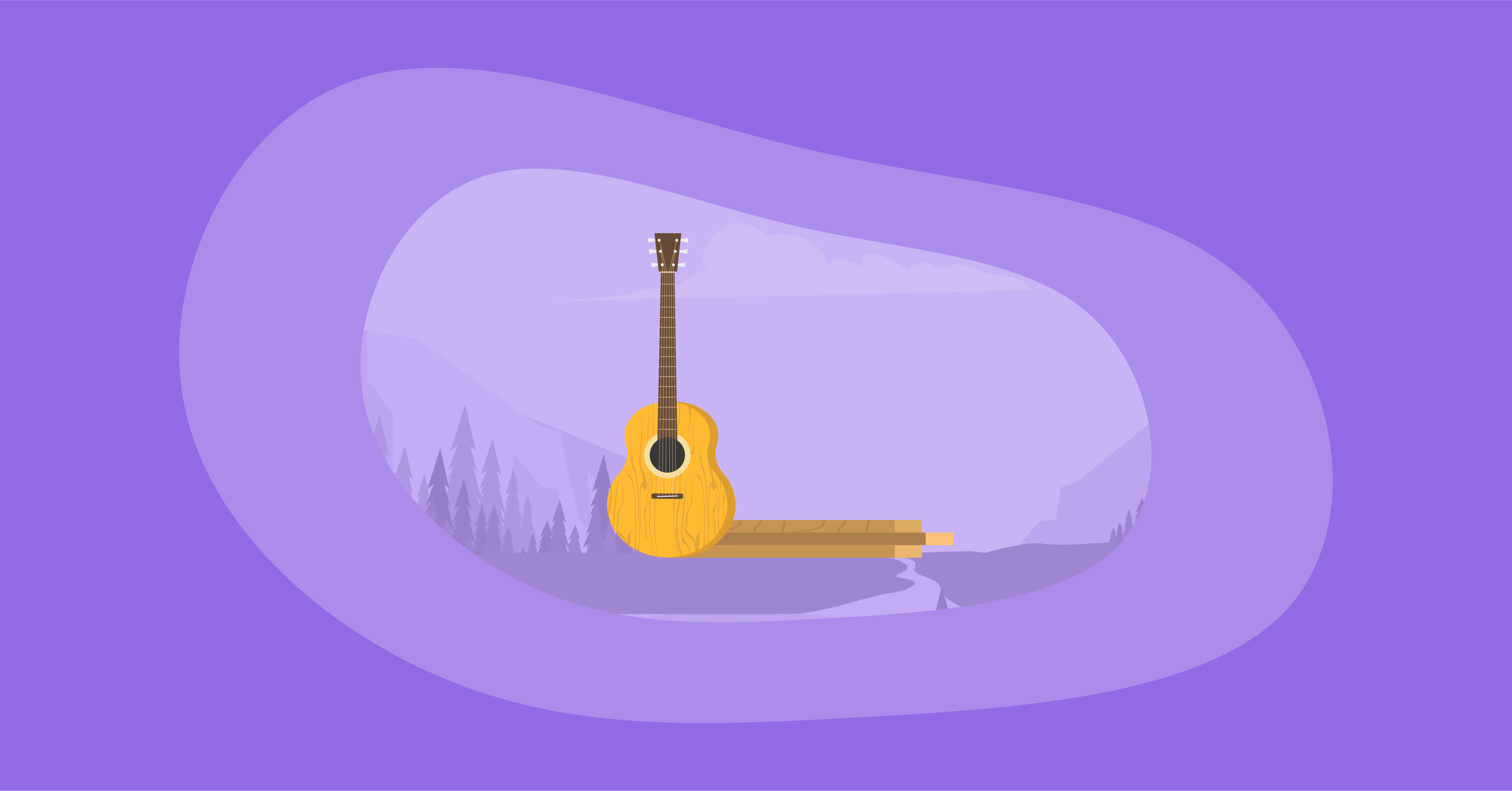 Illustration of tonewood and a guitar