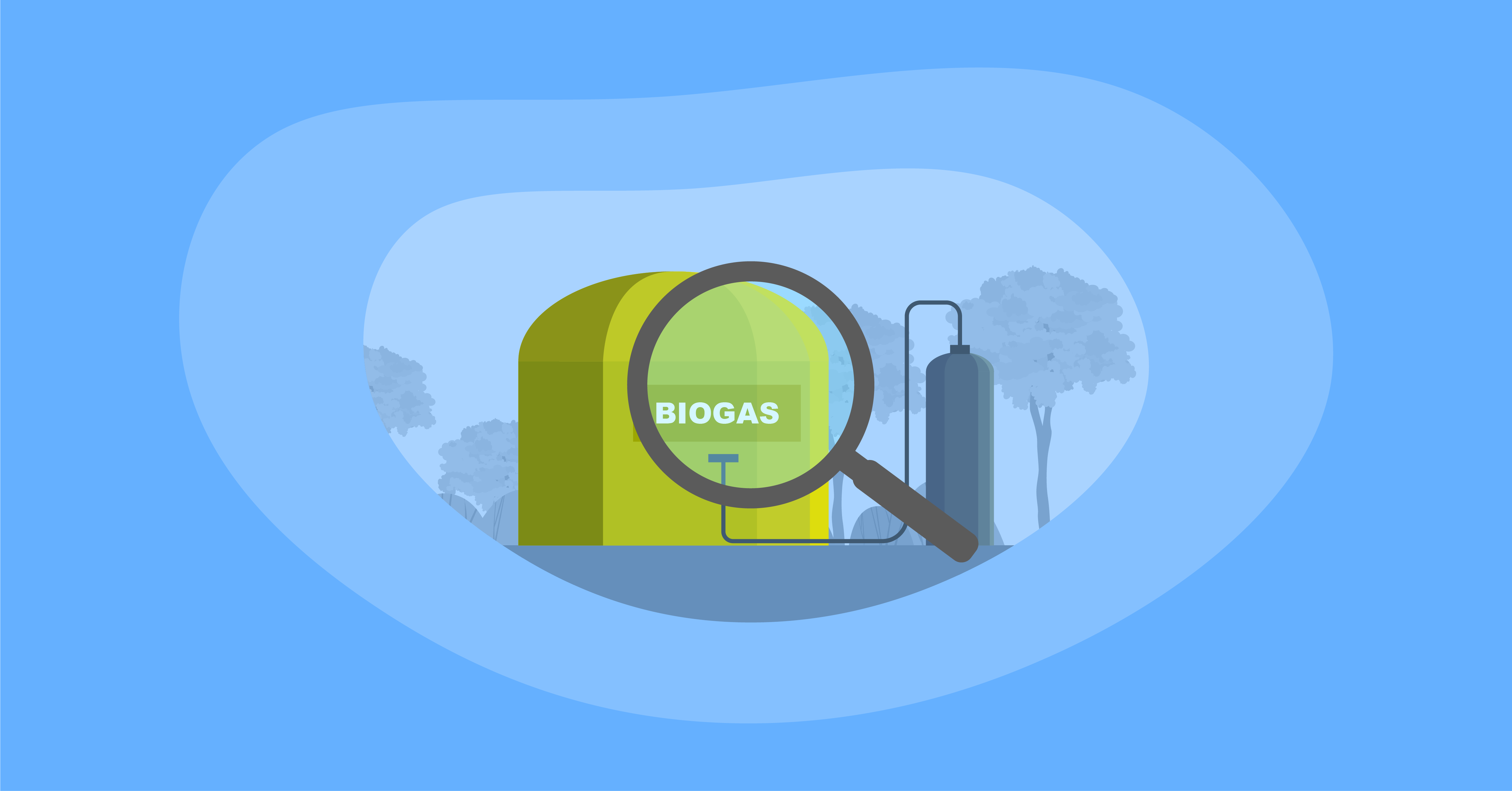 Illustration of a biogas power plant