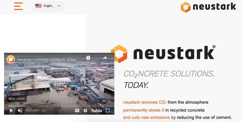 Screenshot of the neustark front page