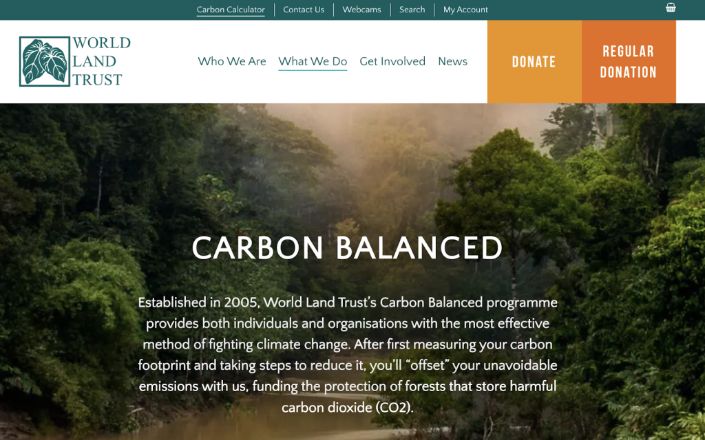 Screenshot of the Wood Land Trust front page