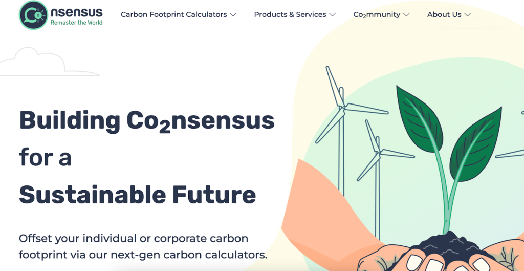 Screenshot of the Co2nsensus front page