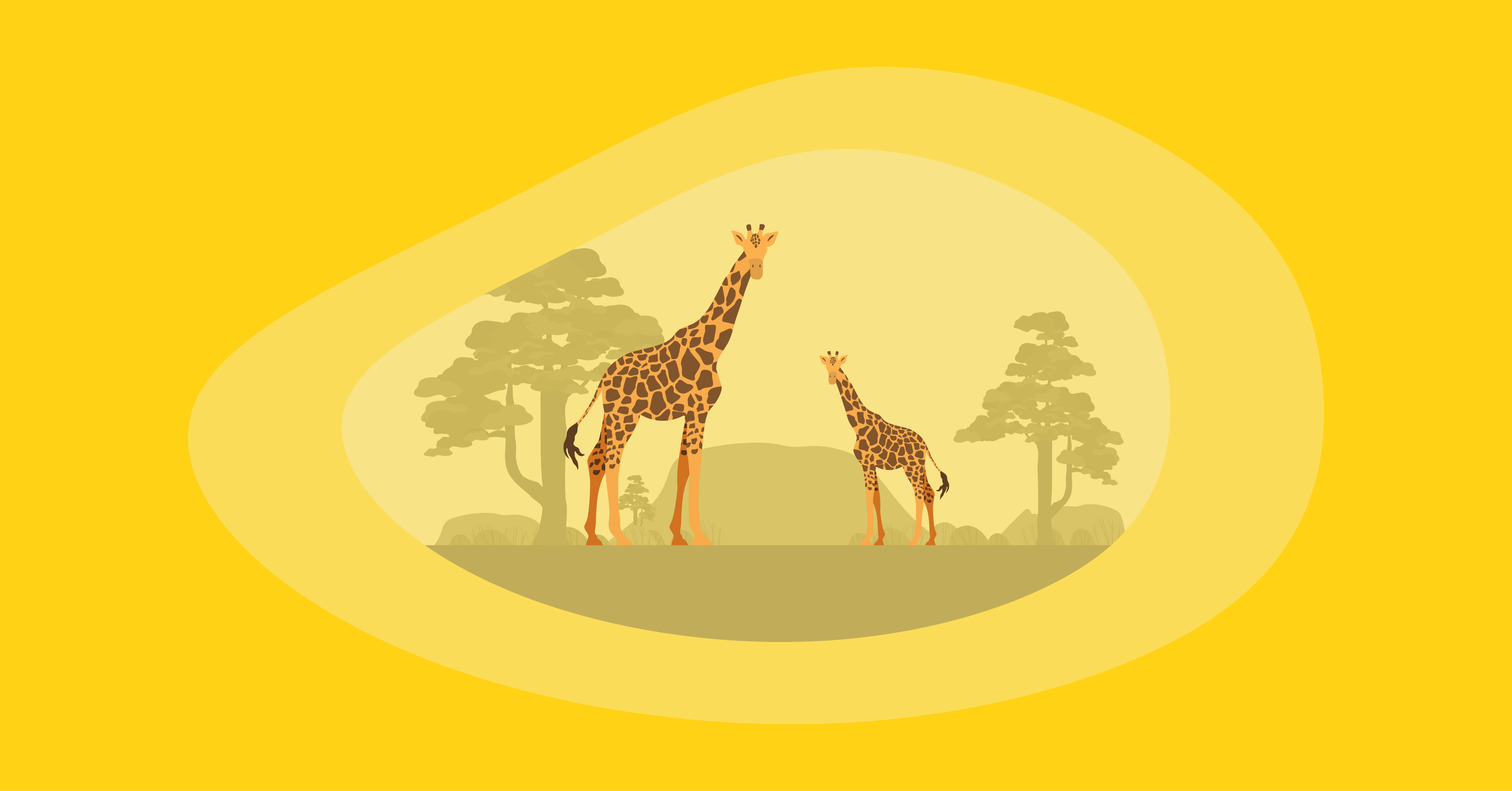 Illustration of two giraffes