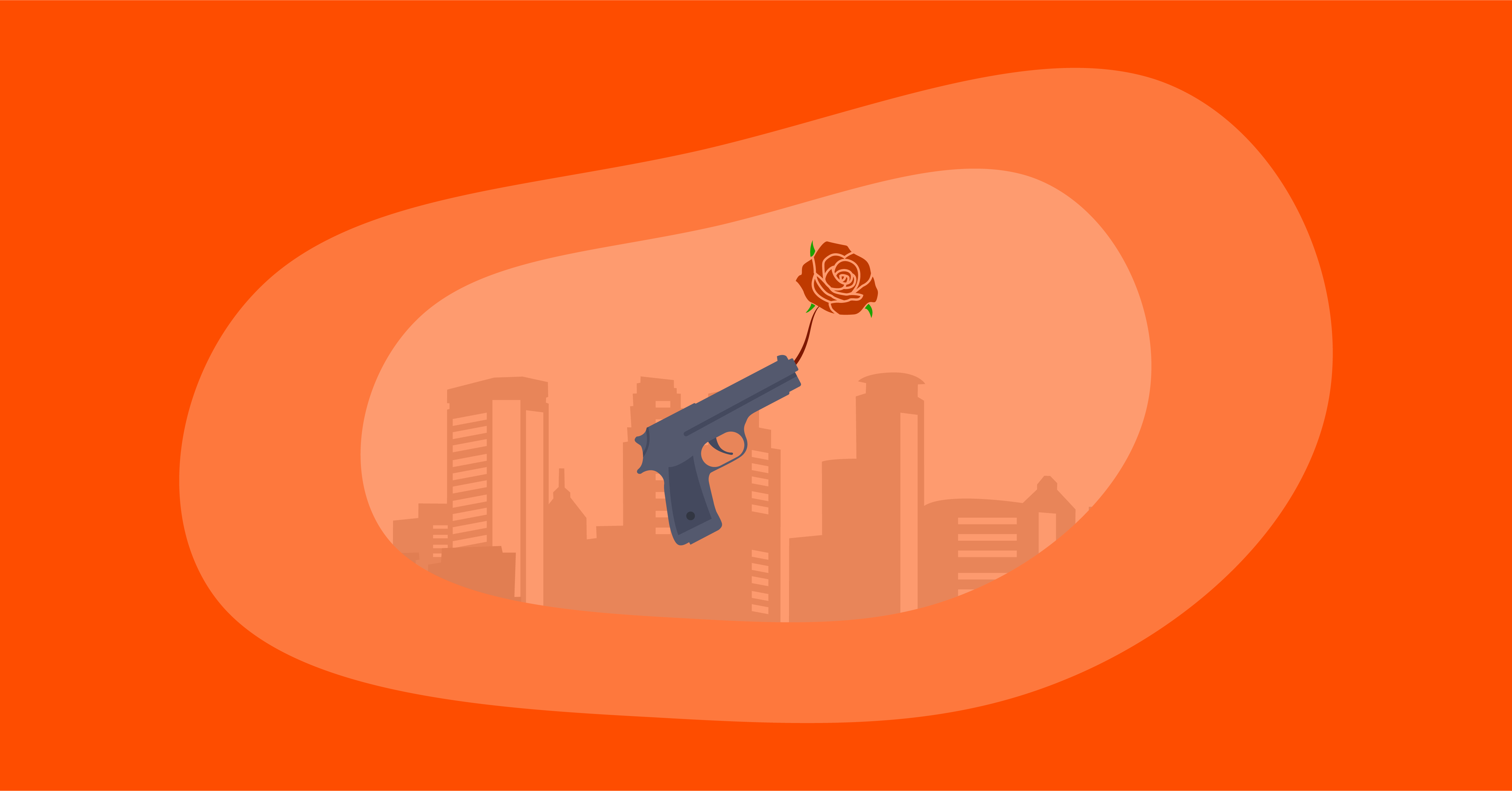 Illustration of a gun and a rose
