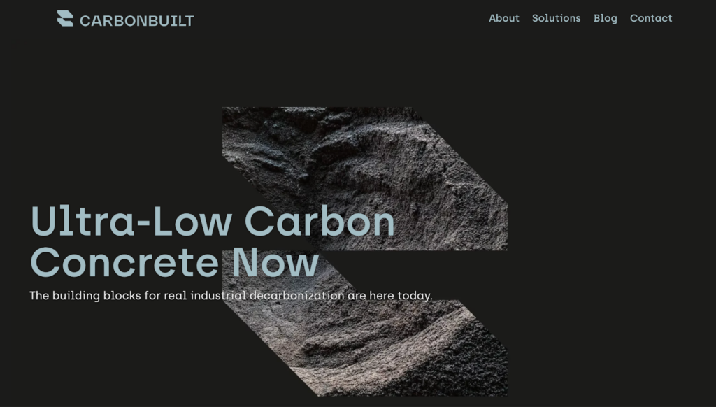Screenshot of the CarbonBuilt front page