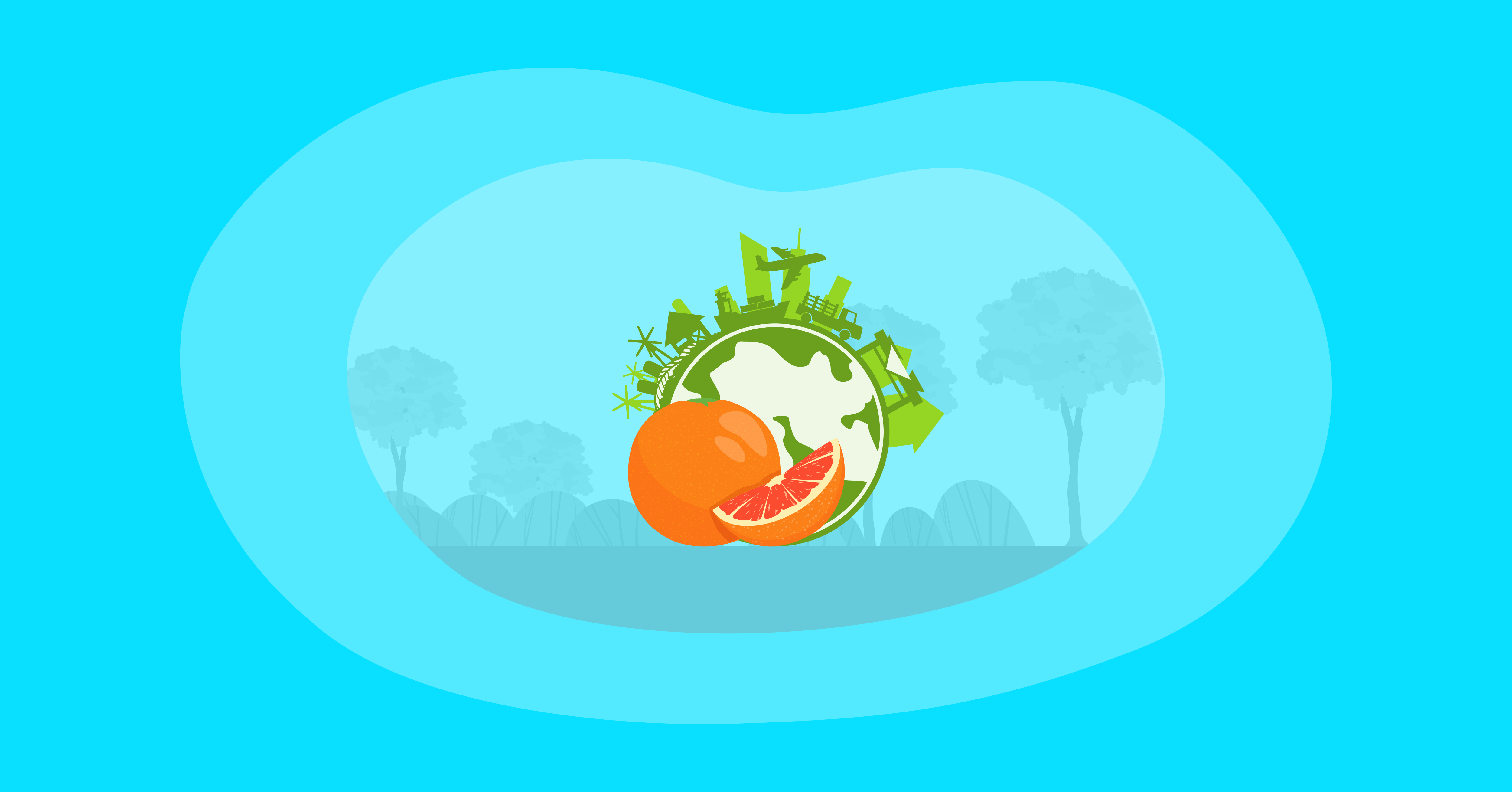 Illustration of grapefruits and their environmental impact