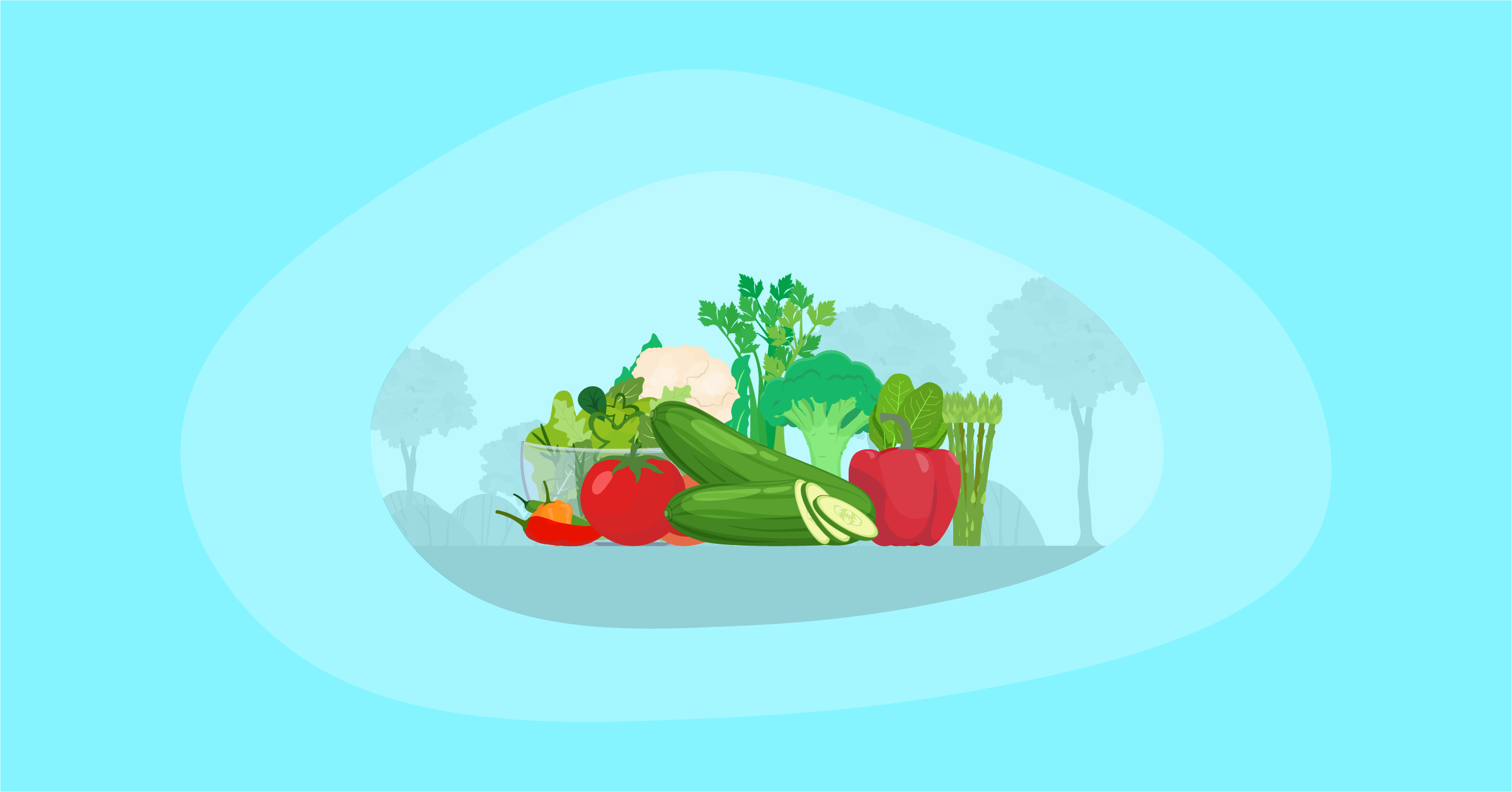 Illustration of vegetables with the highest carbon footprint