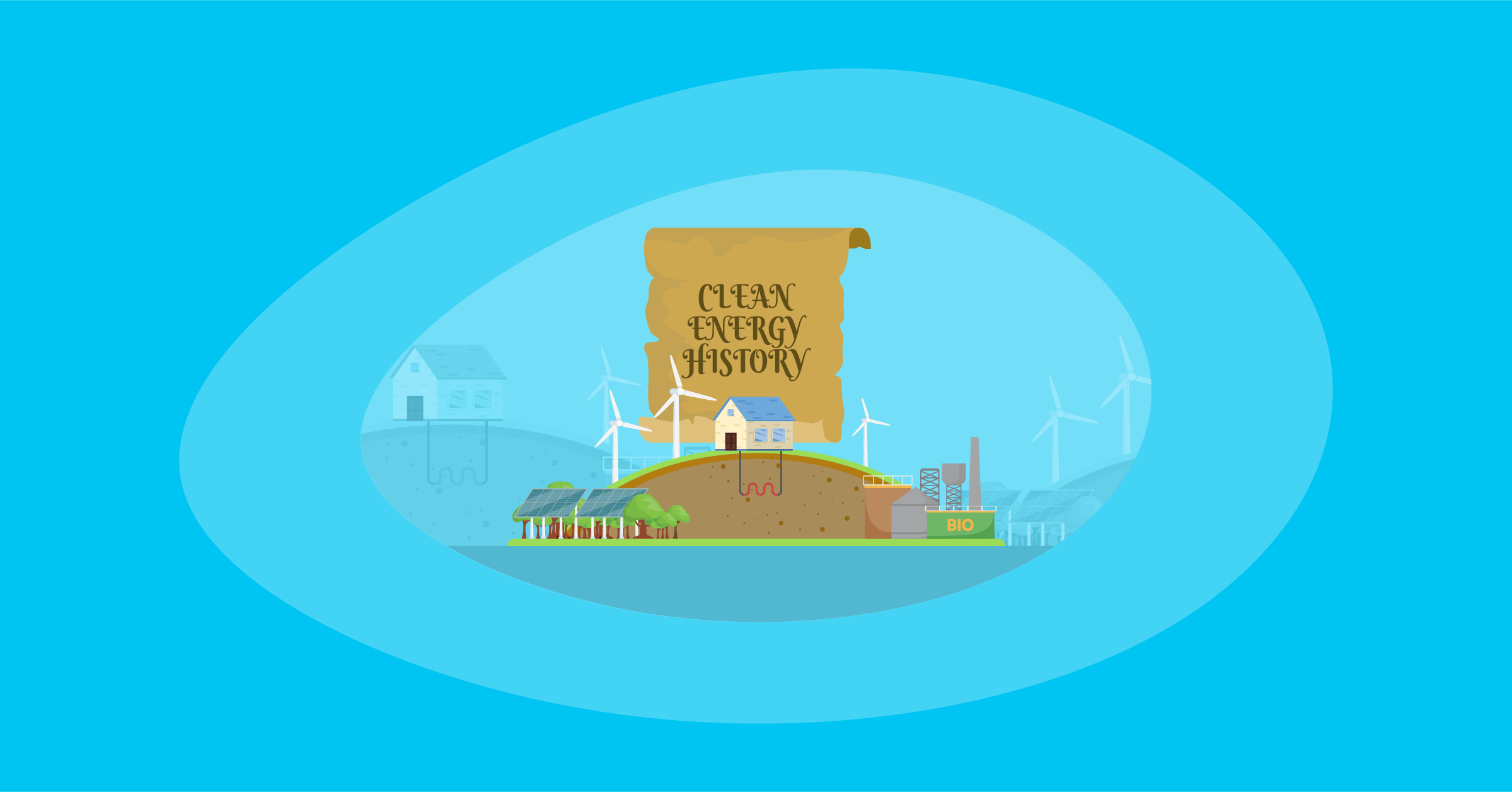 Illustration of clean energy and its history