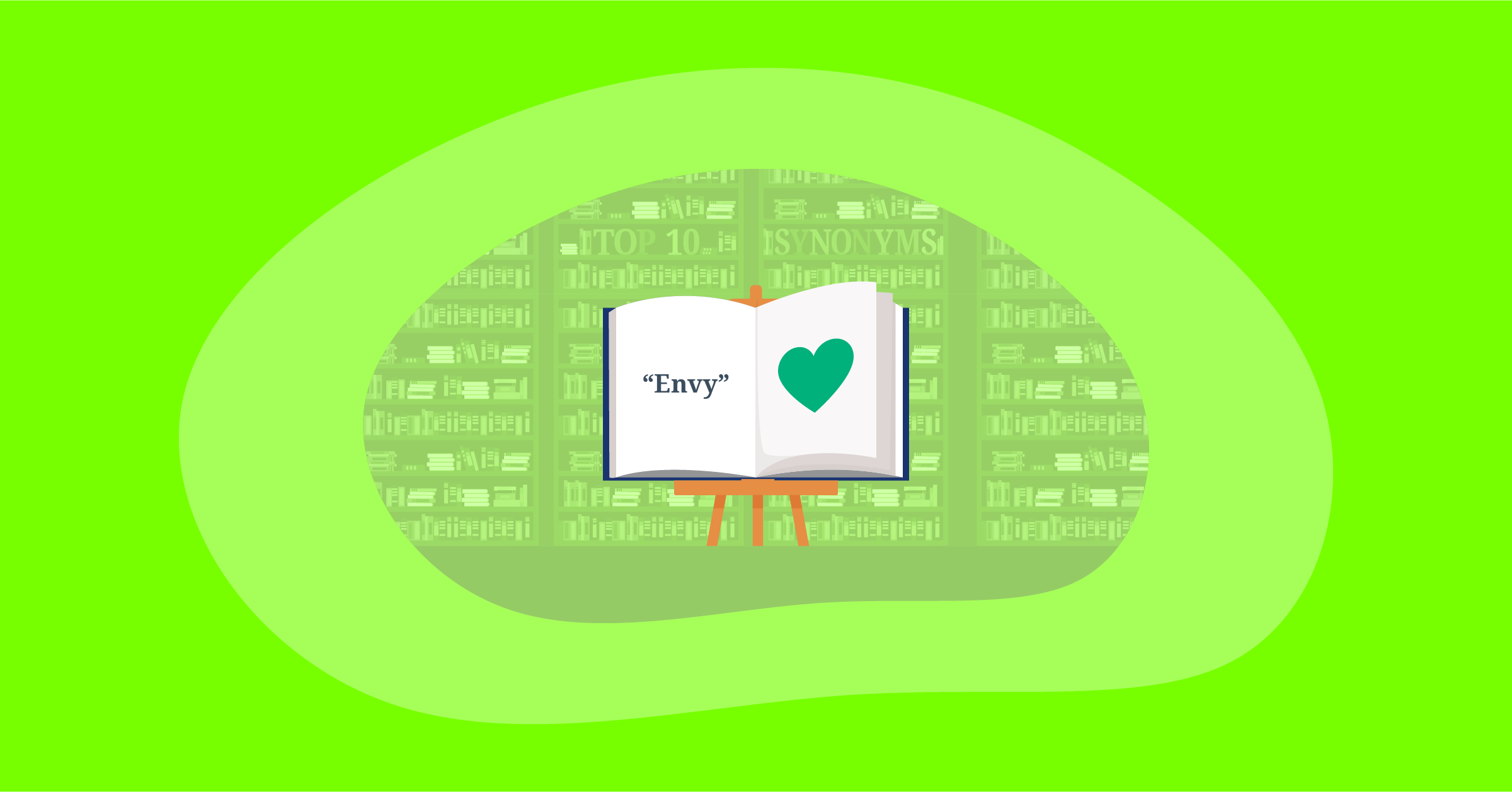 Illustration for top 10 positive impactful words for "Envy"