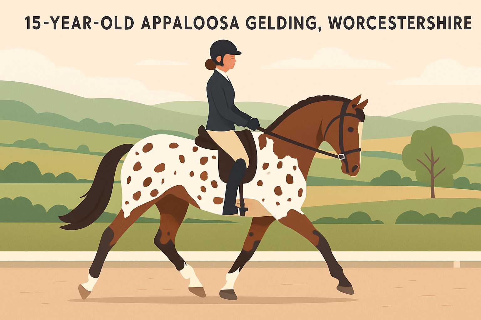 Illustration of a blind horse winning dressage