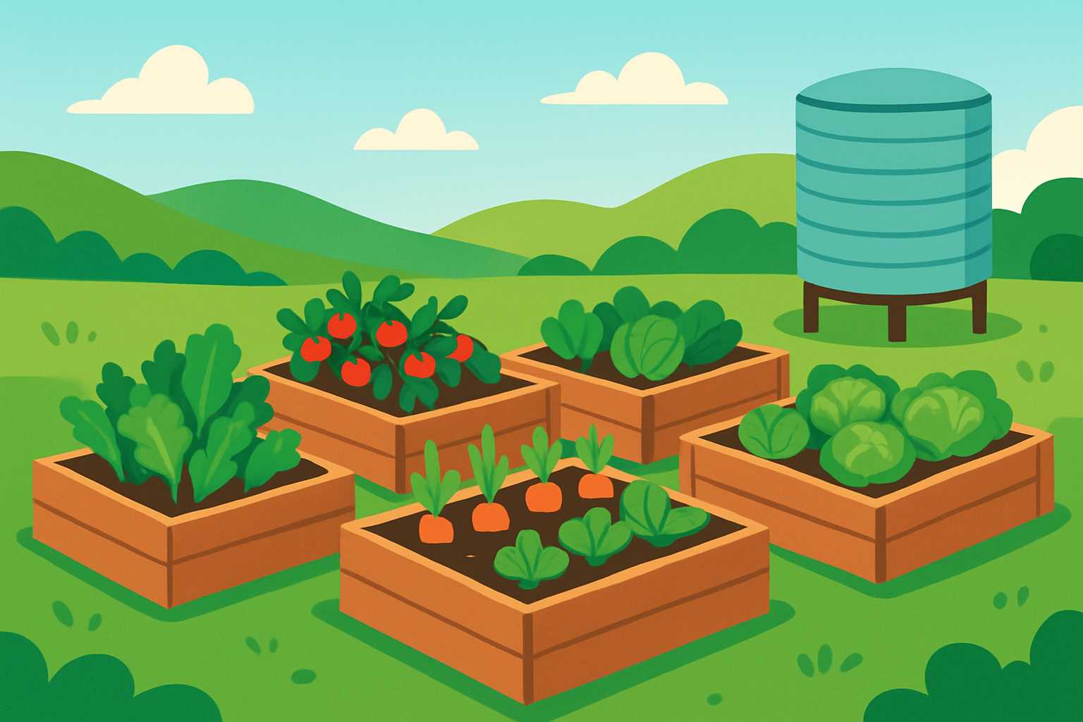 Illustration of a community garden