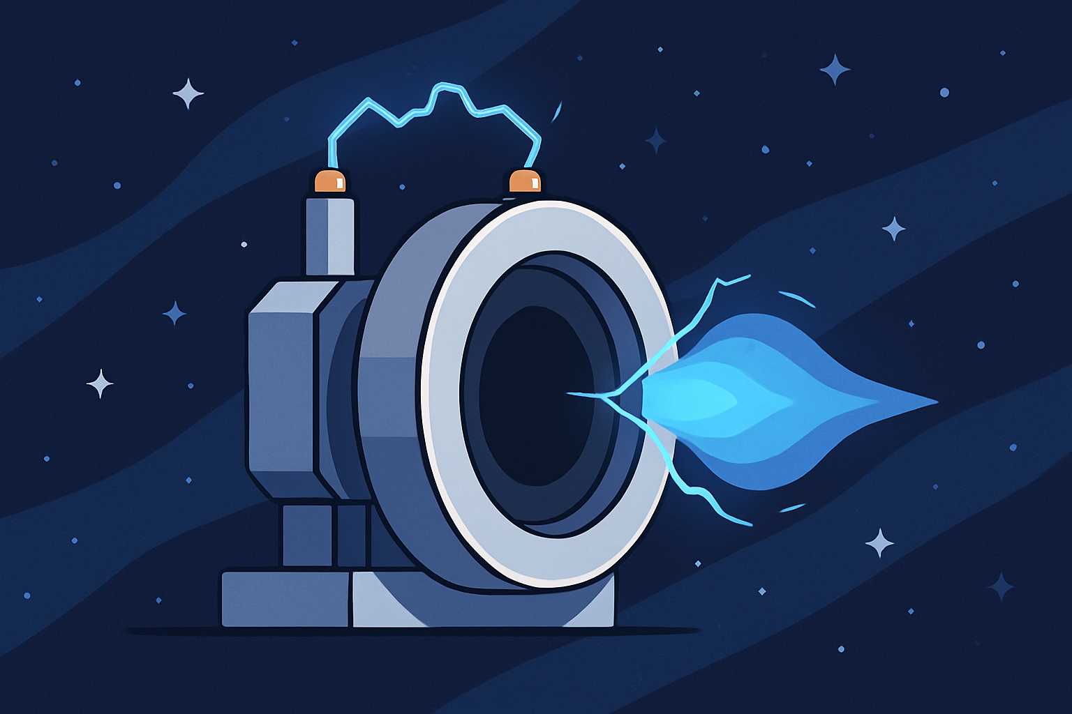 Illustration of an experimental electric thruster