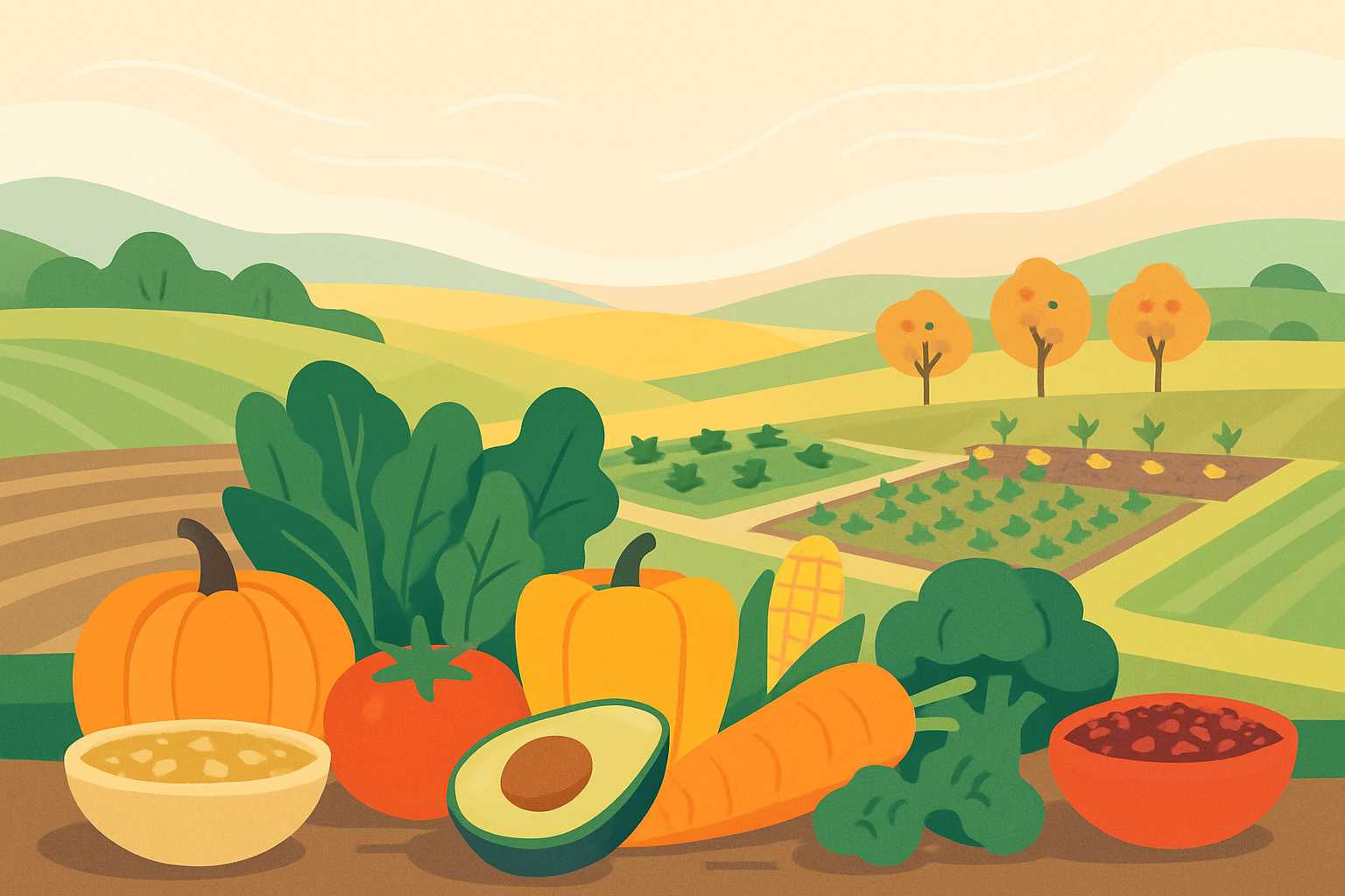 Illustration of a plant based marketplace